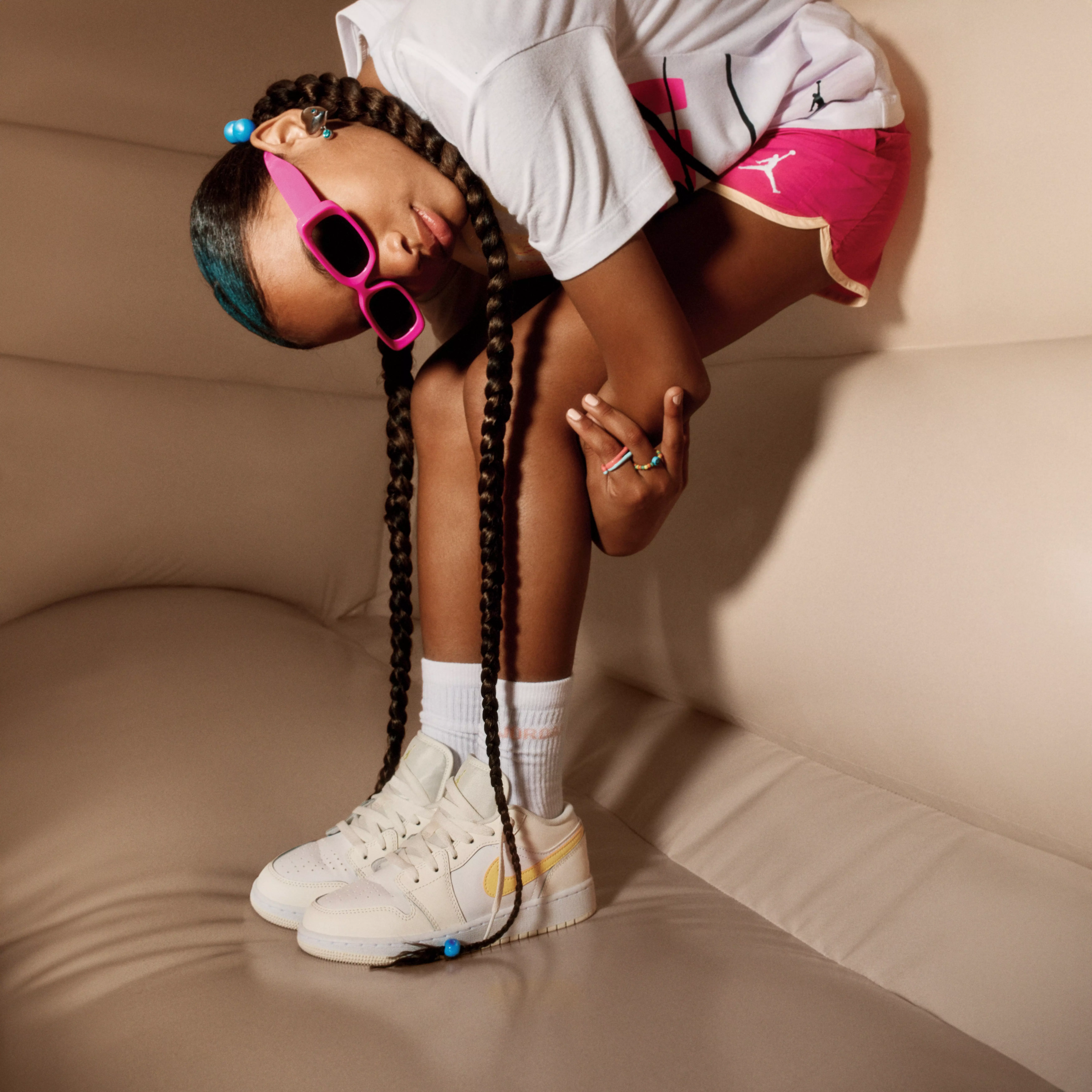 Jordan Big Girls' Flight Rise Tee - WHITE