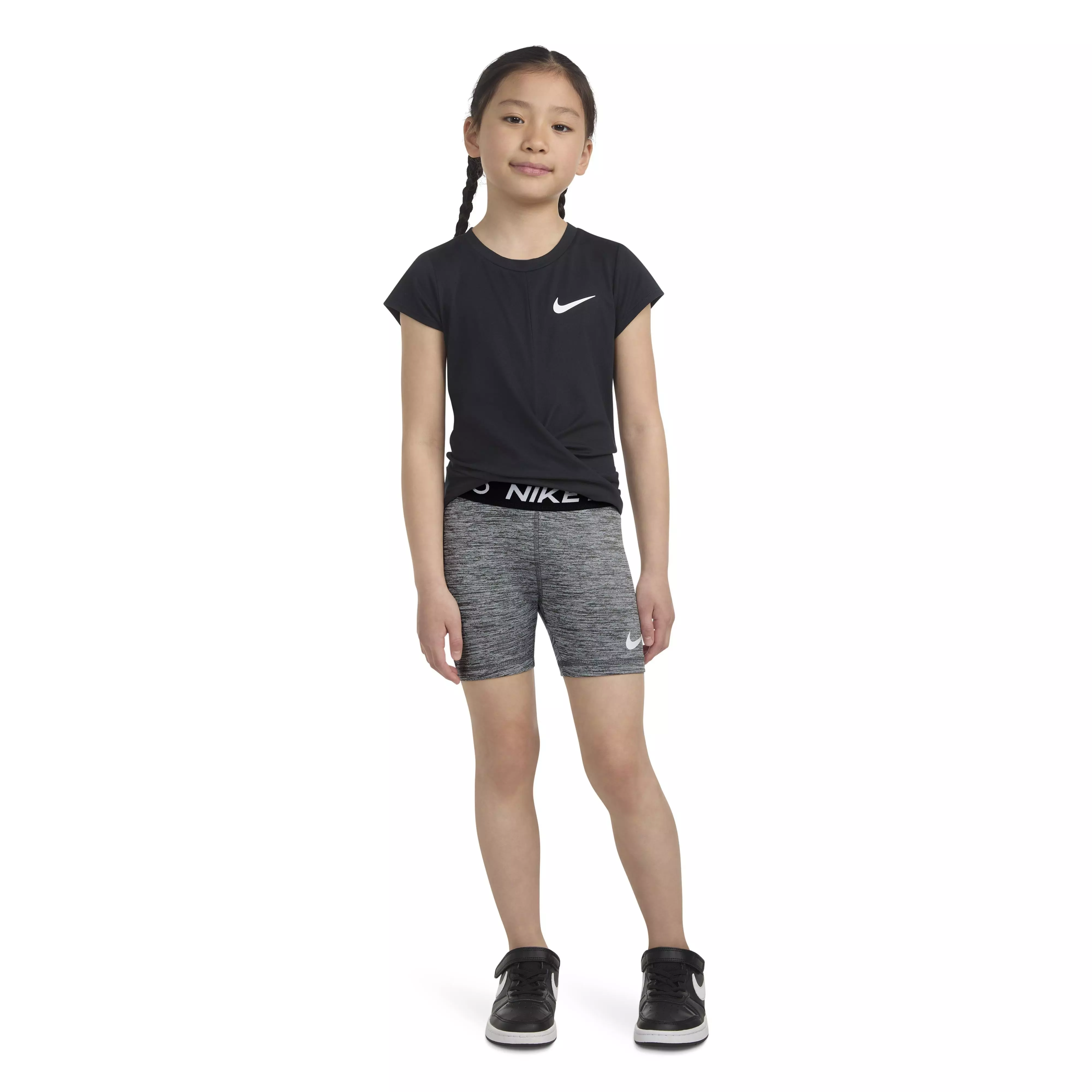 Nike Little Girls Pro Shorts - Grey - HEATHER/GREY