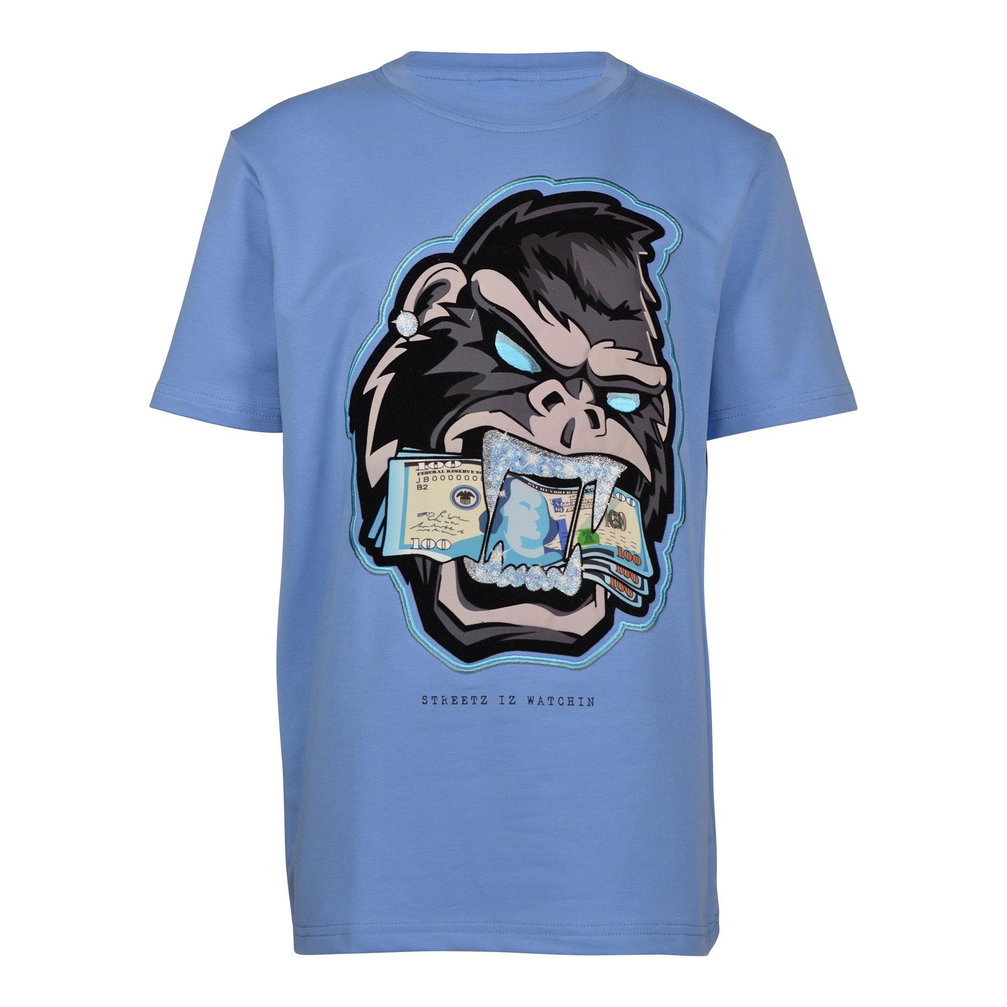 STREETZ IZ WATCHIN Big Boys' Graphic Crew Neck Tee - Blue