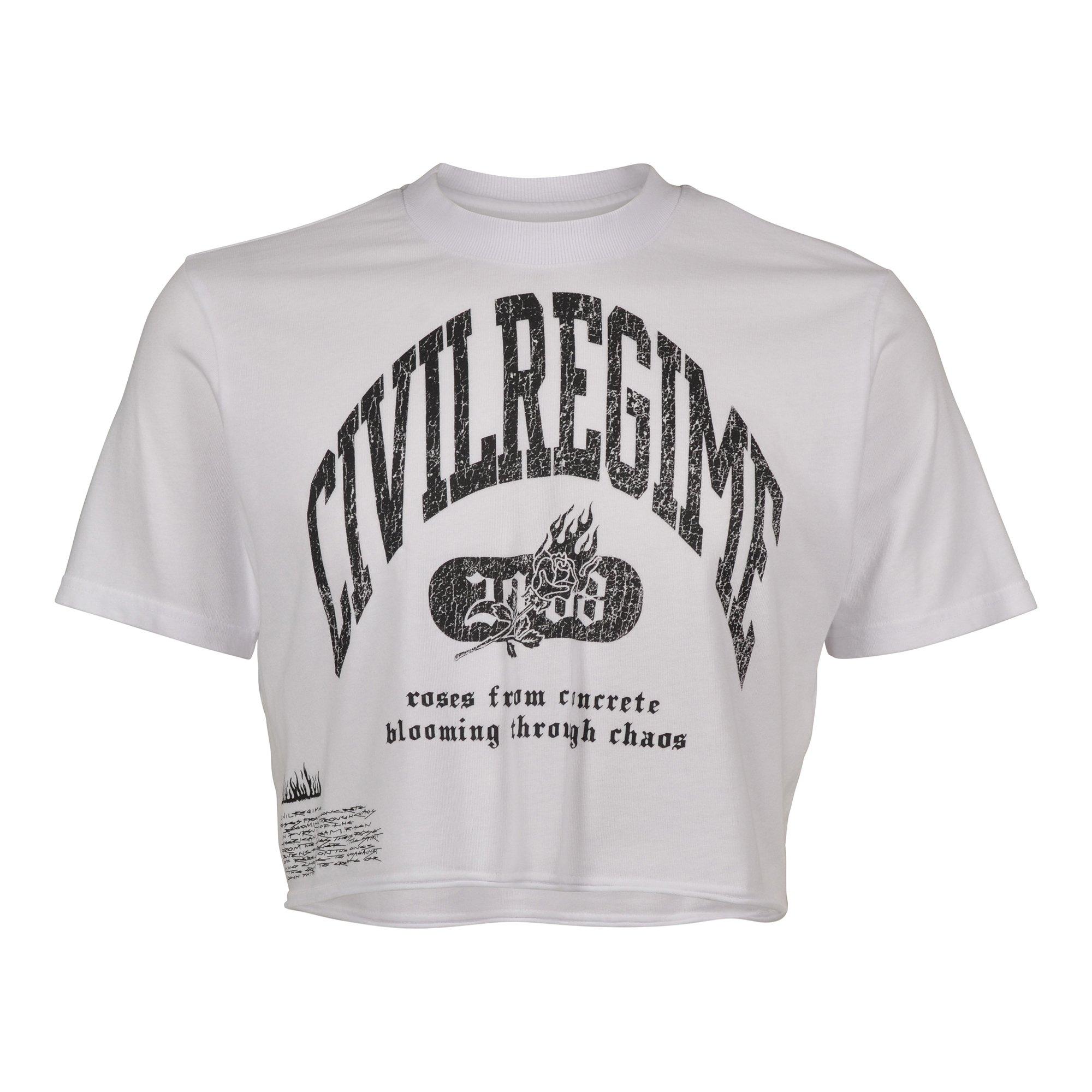 Civil Regime Rose Year Crop Women's White Tee