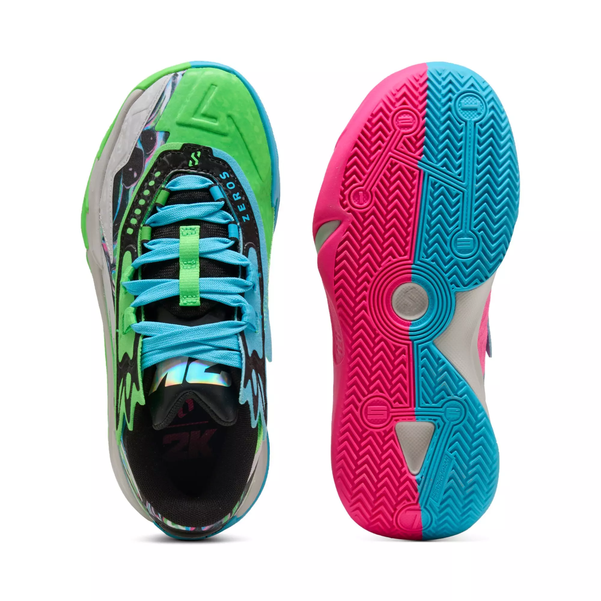 PUMA Scoot Zeros II "NBA2K" Grade School Kids' Basketball Shoe - PINK/BLUE/GREEN