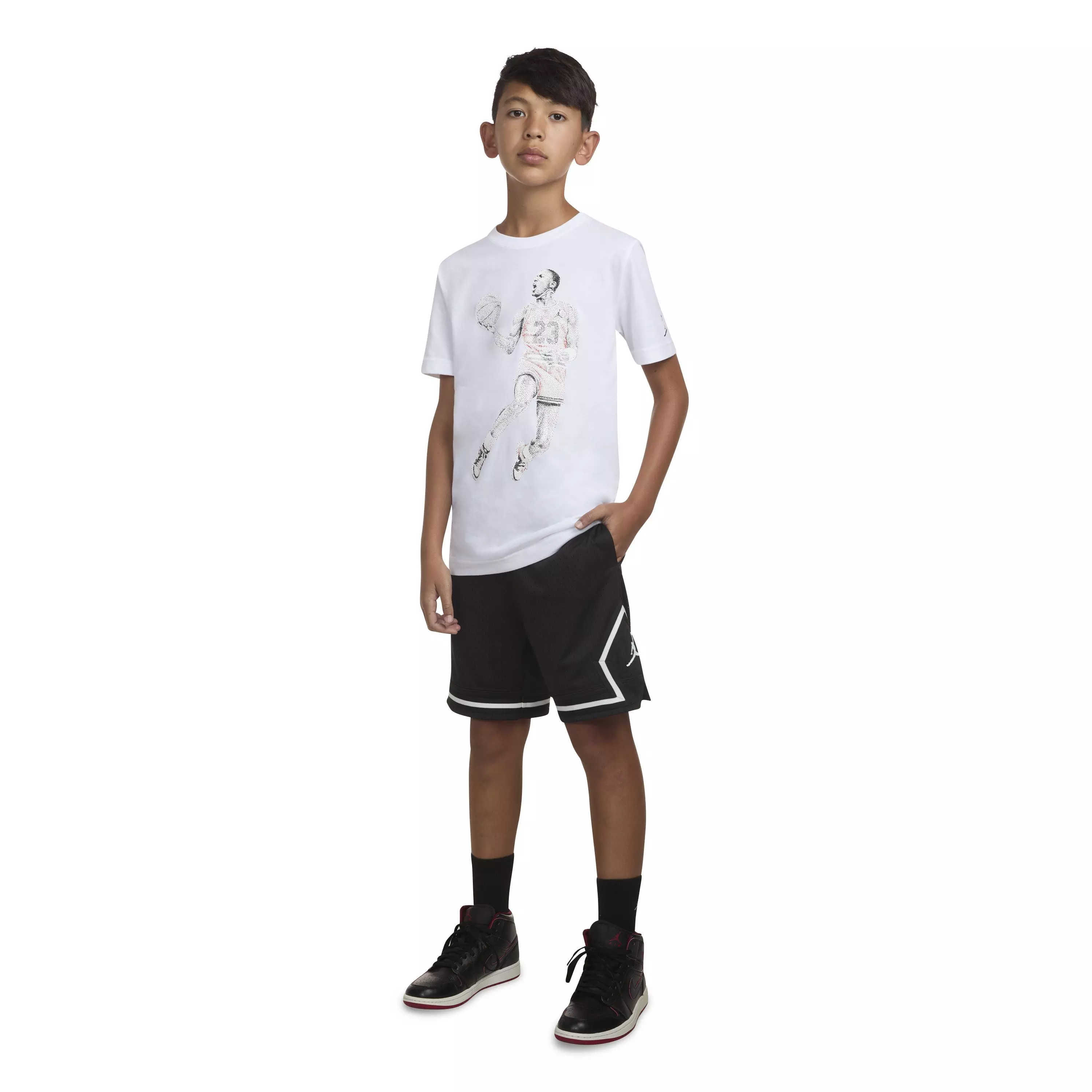 Jordan Big Boys' Diamond Shorts - Black - BLACK