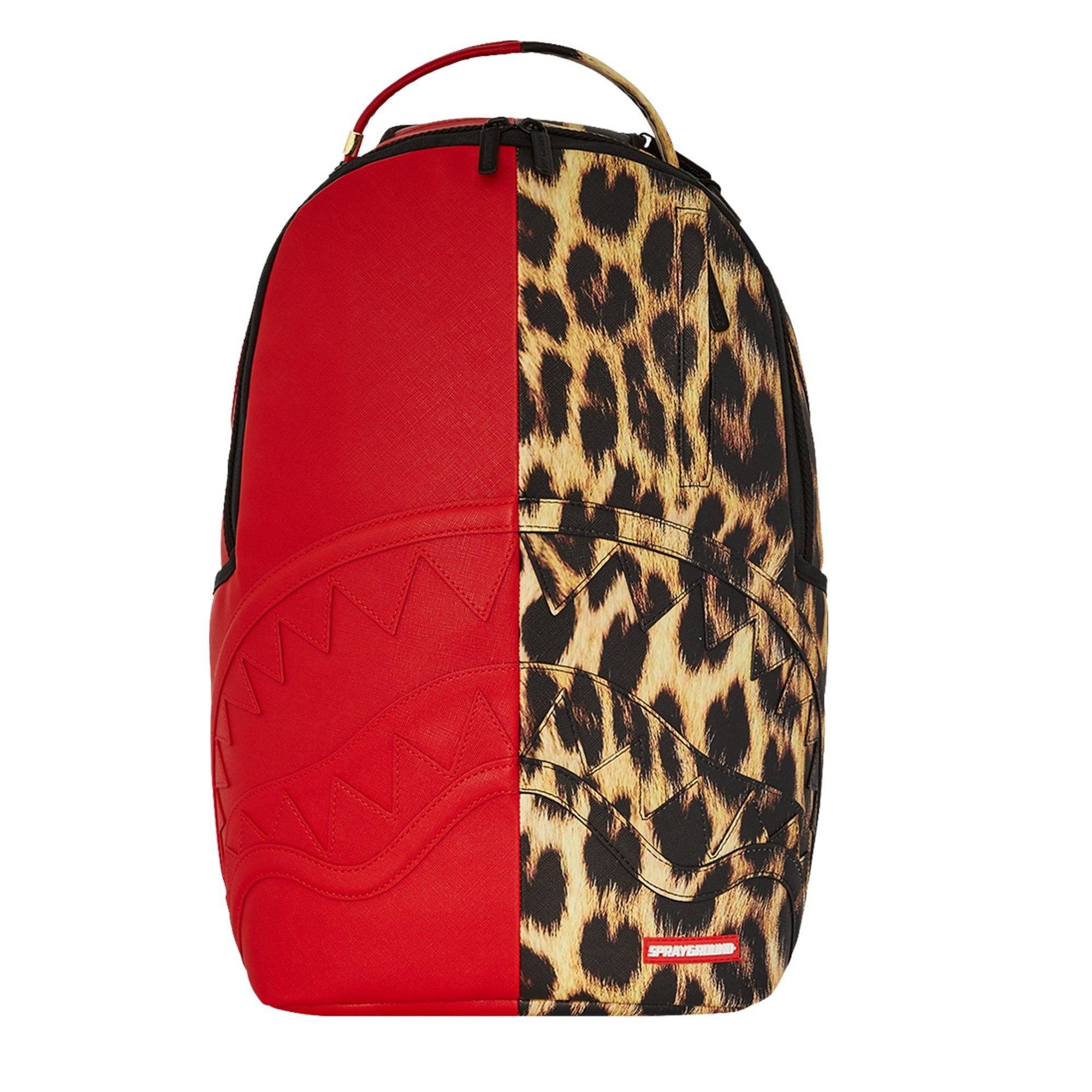 Sprayground Split Cheetah Backpack - RED/TAN