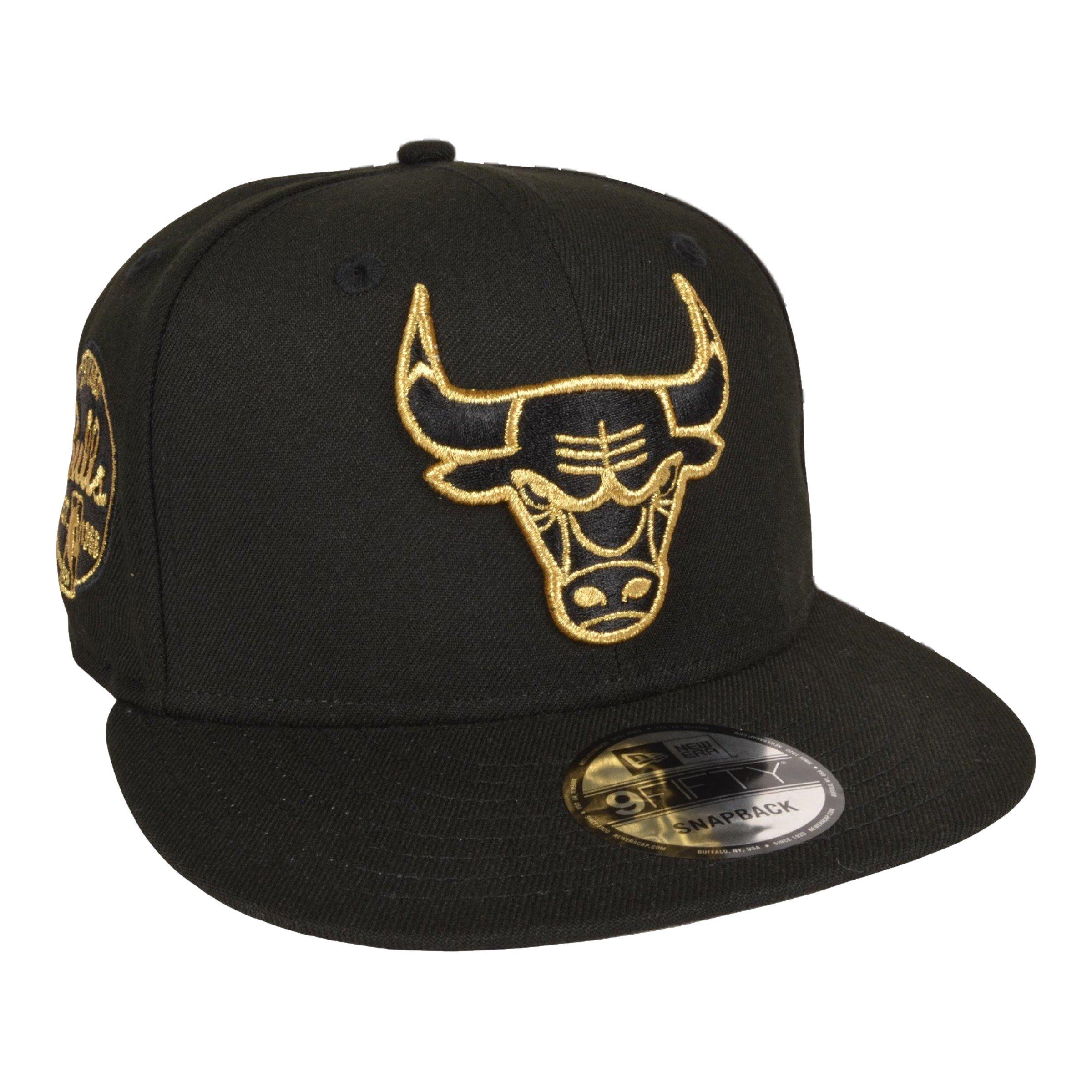 New Era Chicago Bulls 9FIFTY Snapback Hat - Black/Gold - BLACK/GOLD Thumbnail View 2