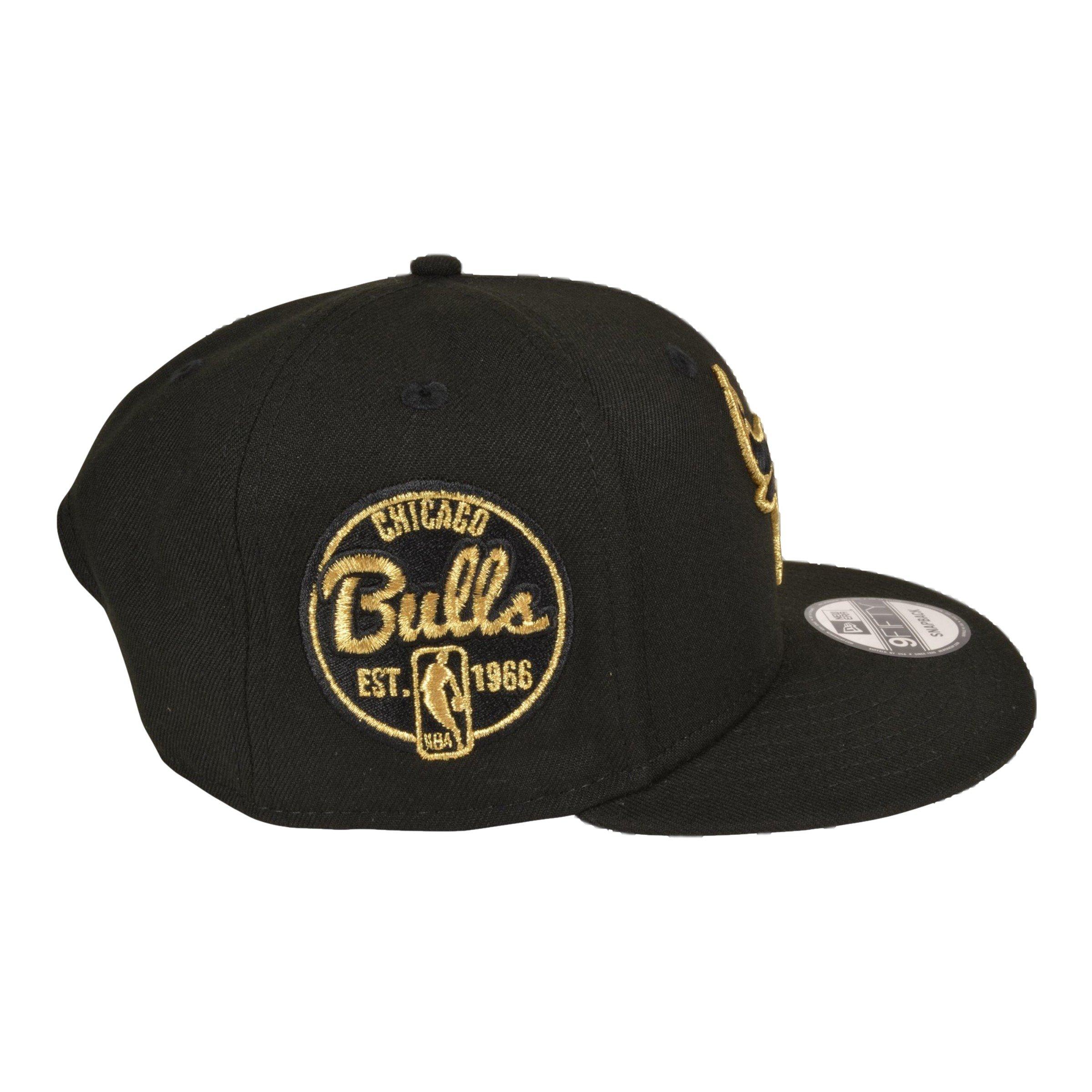 New Era Chicago Bulls 9FIFTY Snapback Hat - Black/Gold - BLACK/GOLD Thumbnail View 3