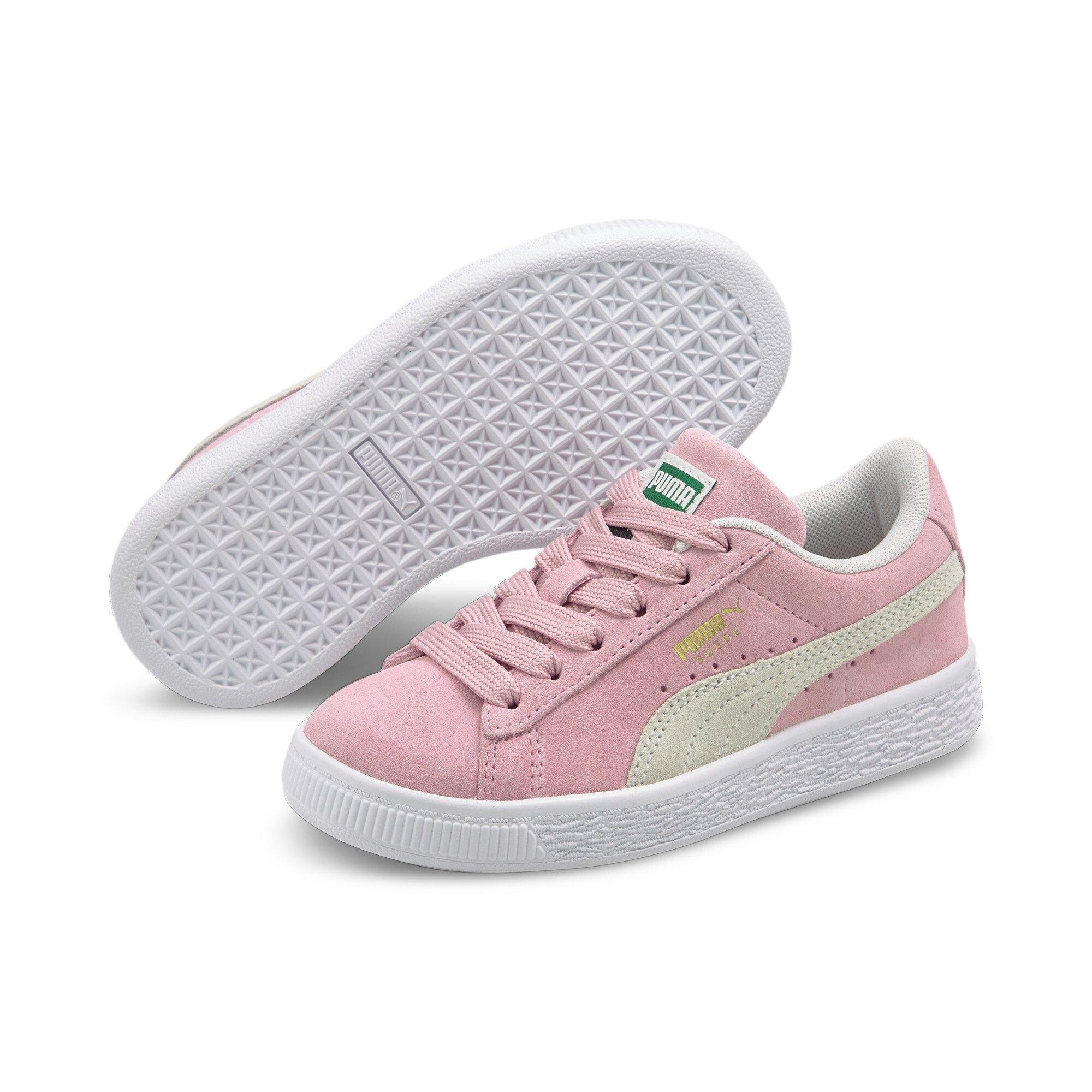 PUMA Suede Classic Pink White Preschool Girls Shoe Hibbett