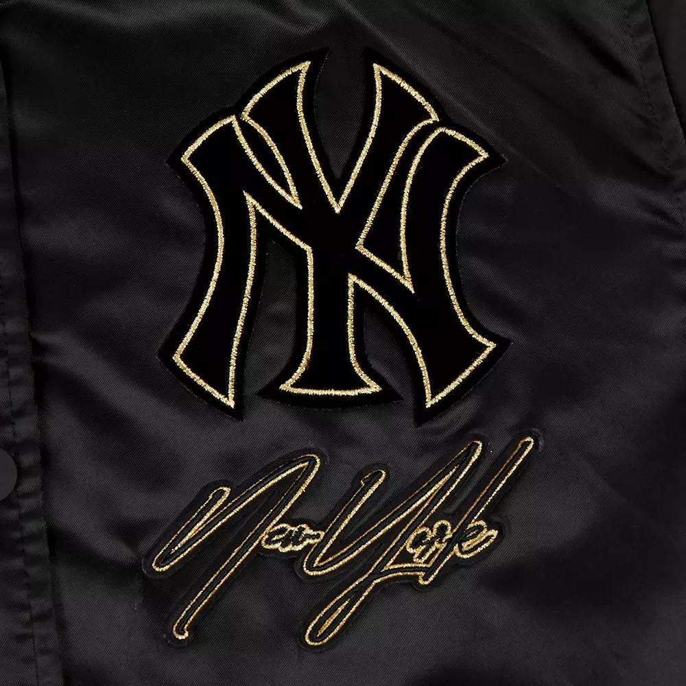 Pro Standard Women's New York Yankees Loyal/Royal Satin Jacket - Black - BLACK/GOLD