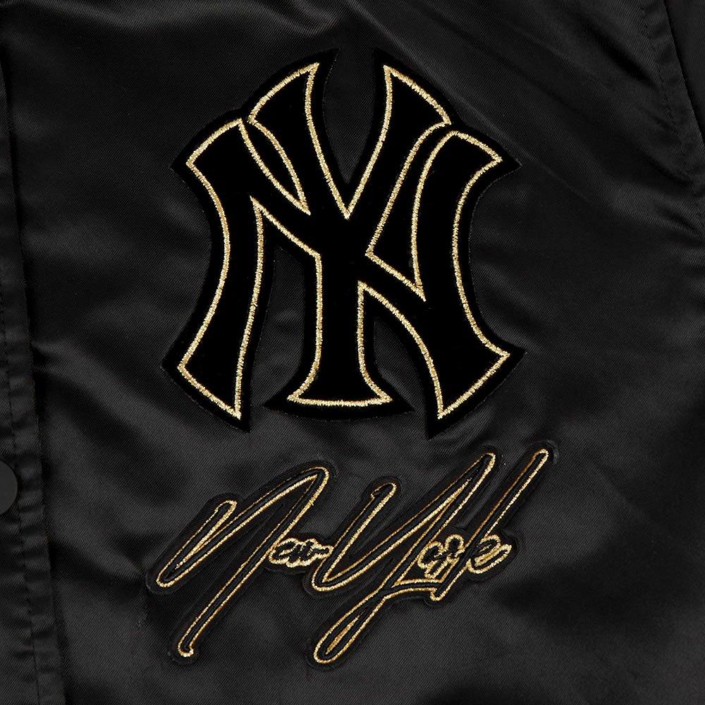 Pro Standard Women's New York Yankees Loyal/Royal Satin Jacket-Black - BLACK/GOLD Thumbnail View 3