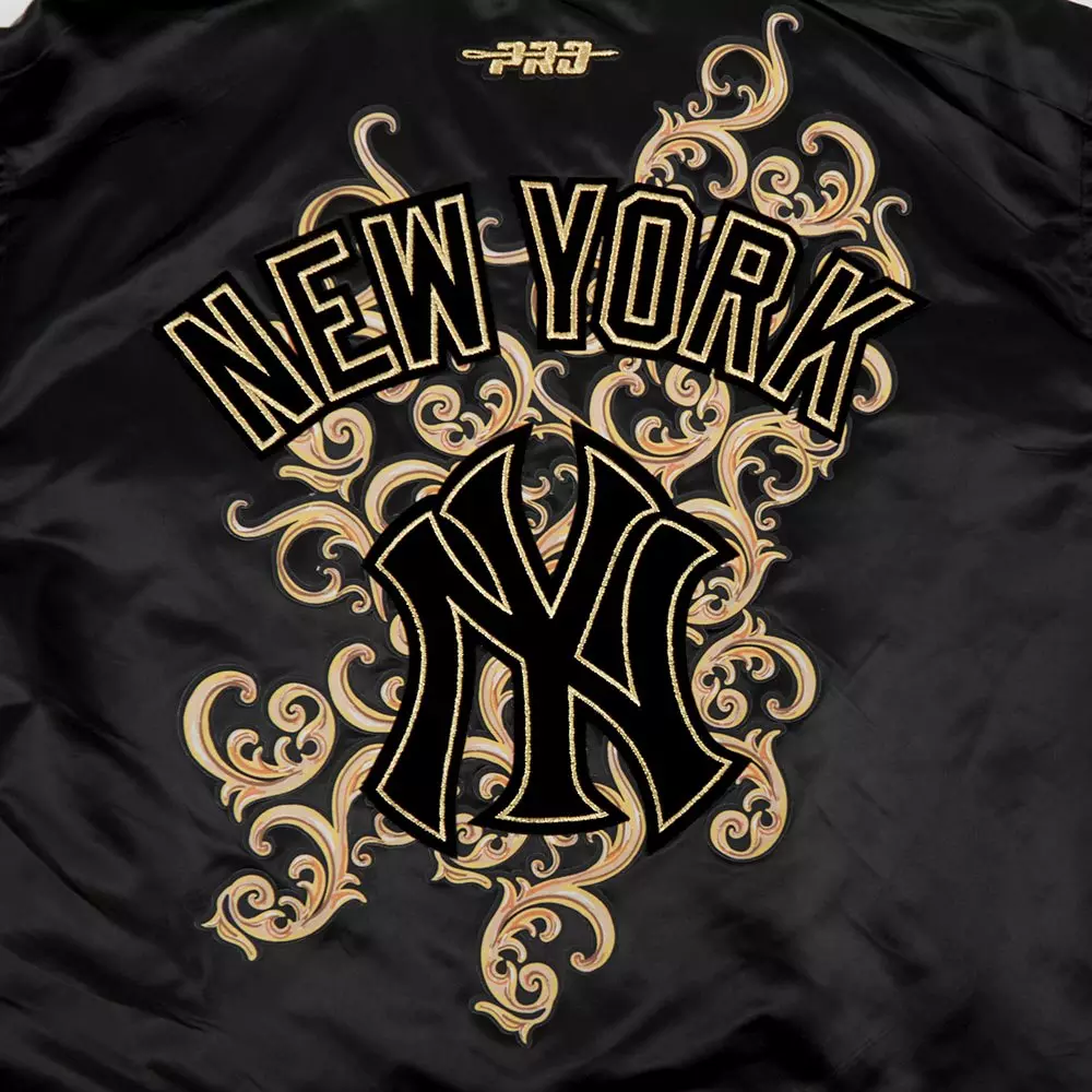 Pro Standard Women's New York Yankees Loyal/Royal Satin Jacket - Black - BLACK/GOLD