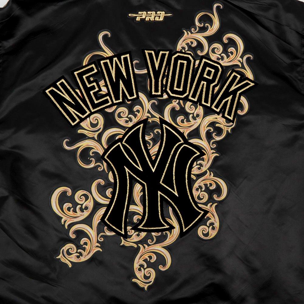 Pro Standard Women's New York Yankees Loyal/Royal Satin Jacket-Black - BLACK/GOLD Thumbnail View 4