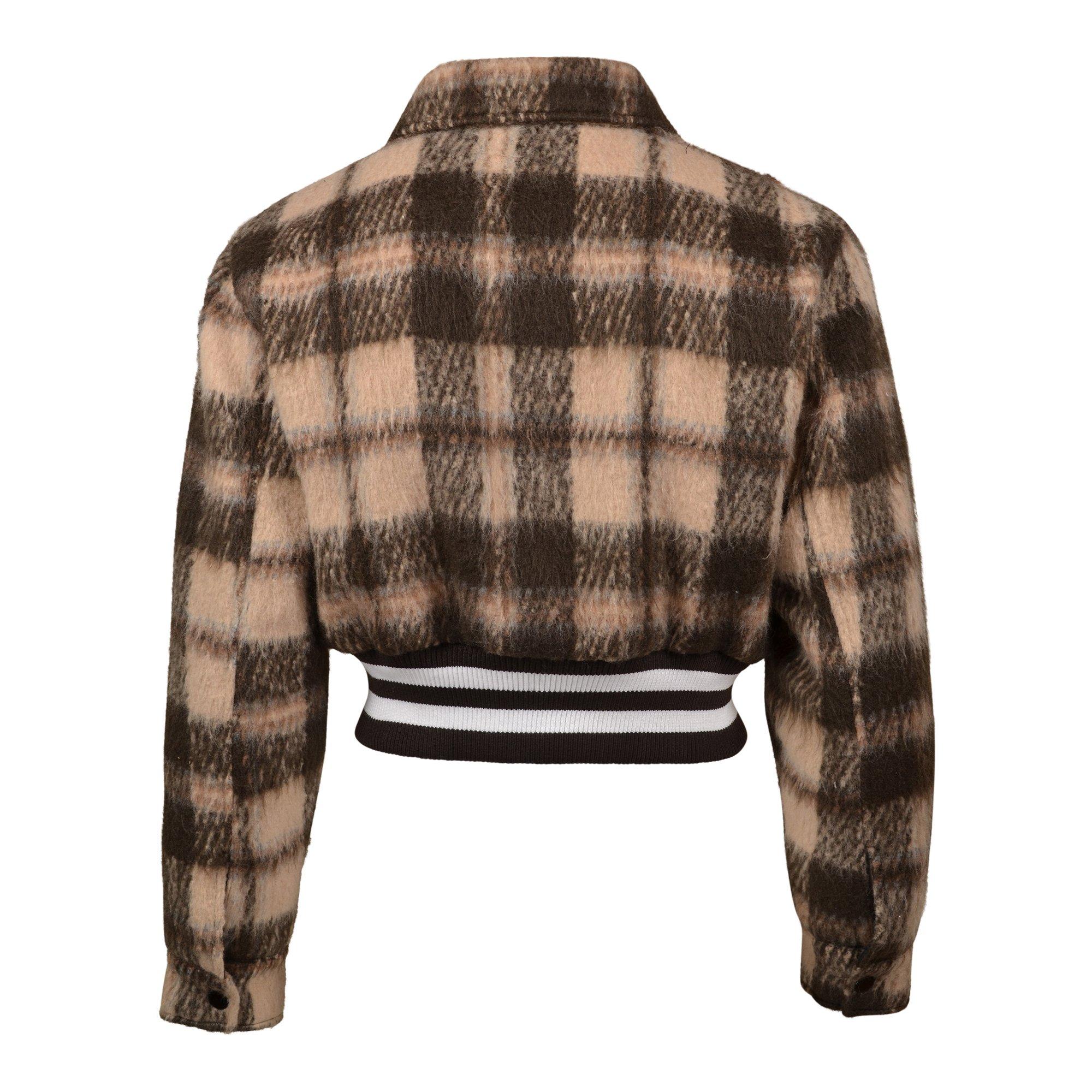 First Row Mohr Plaid Varsity Women's Brown Jacket