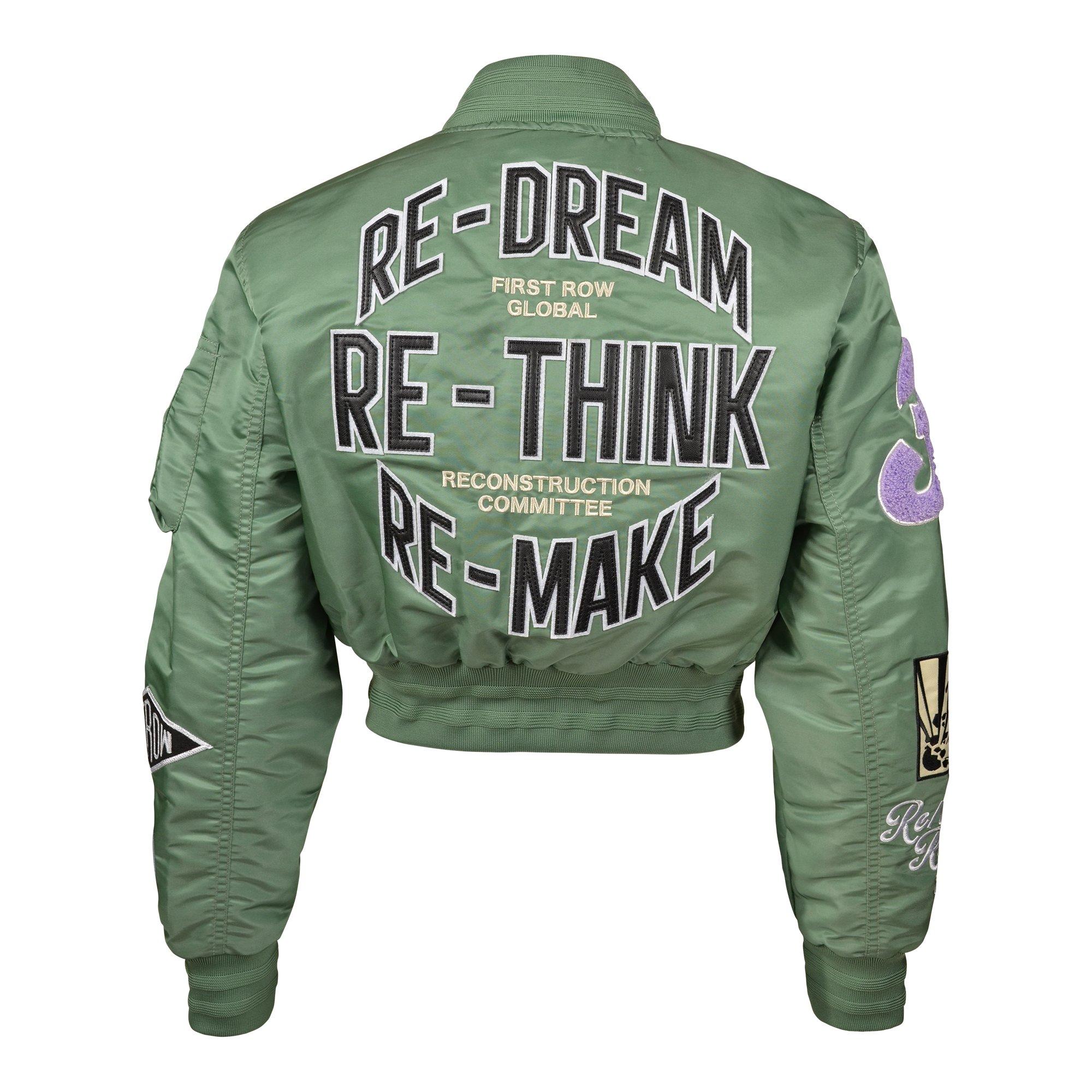 First Row Cropped Varsity Women's Vintage Green ​Jacket