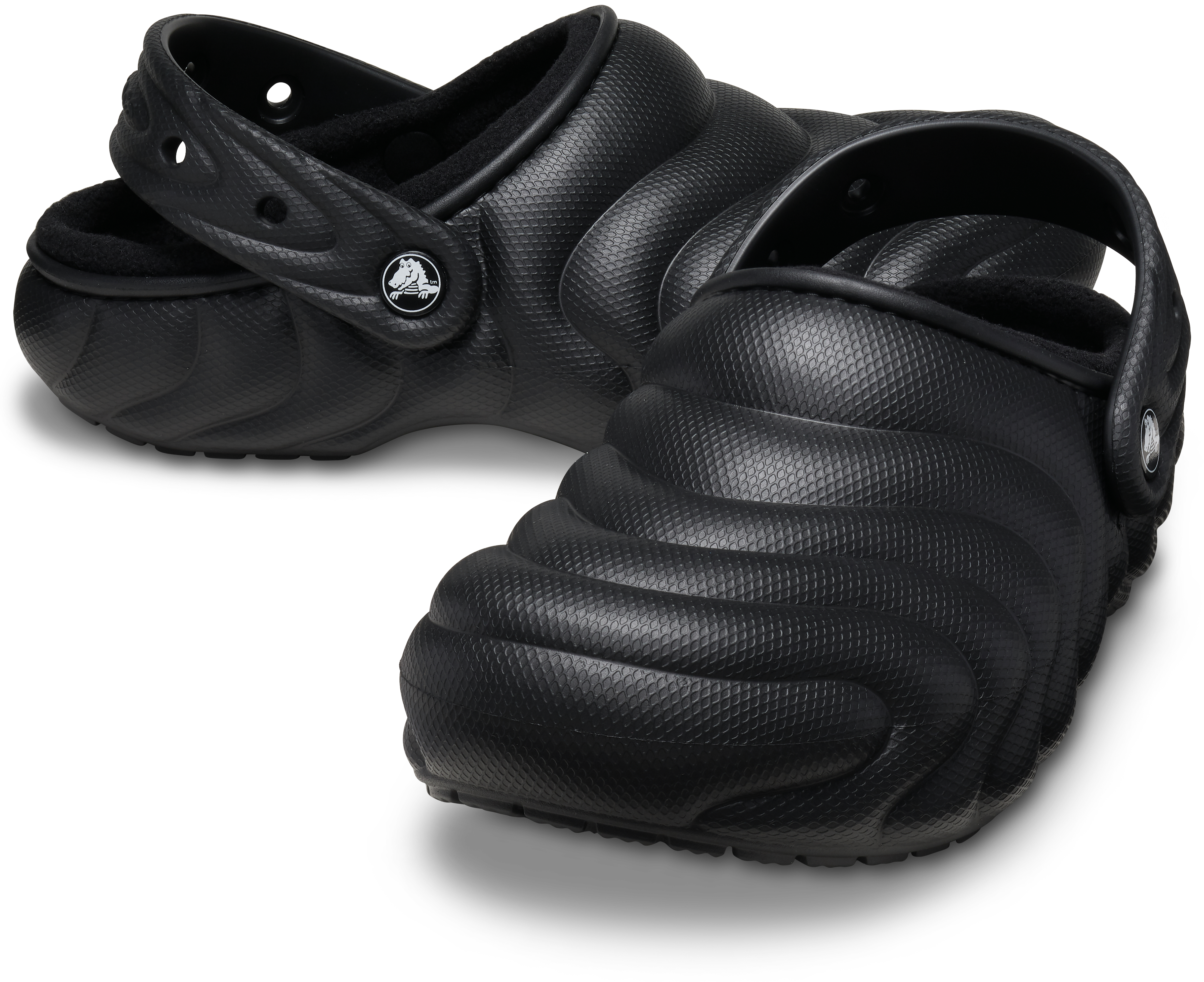 Crocs Classic Lined Overpuff "Black" Unisex Clog - BLACK Thumbnail View 3