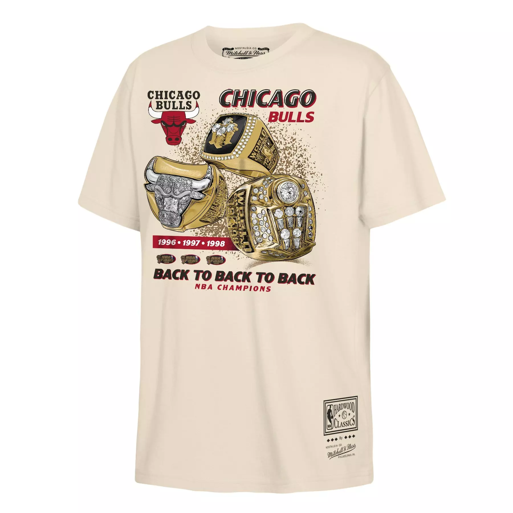 Genuine Stuff Big Boys' Chicago Bulls Triple Rings Tee-Cream - CREAM