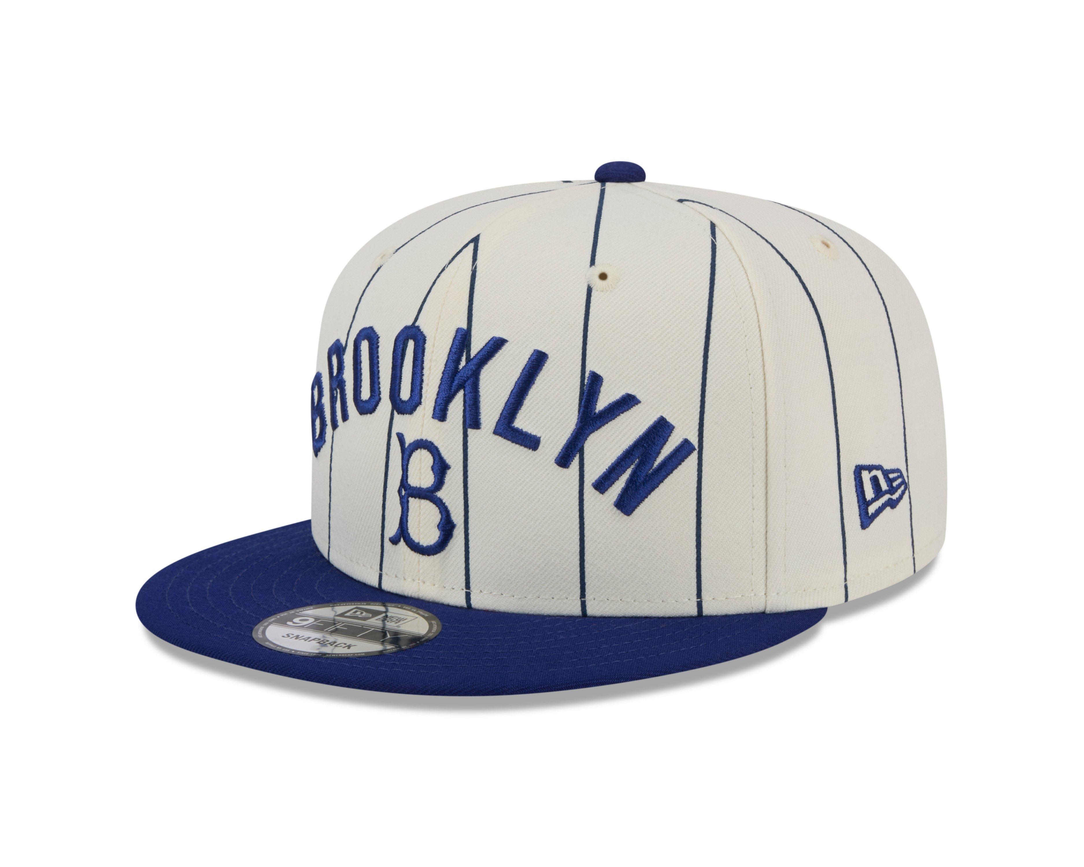 New Era Brooklyn Dodgers 9FIFTY Pinstripe Snapback Hat-White/Blue - WHITE/BLUE