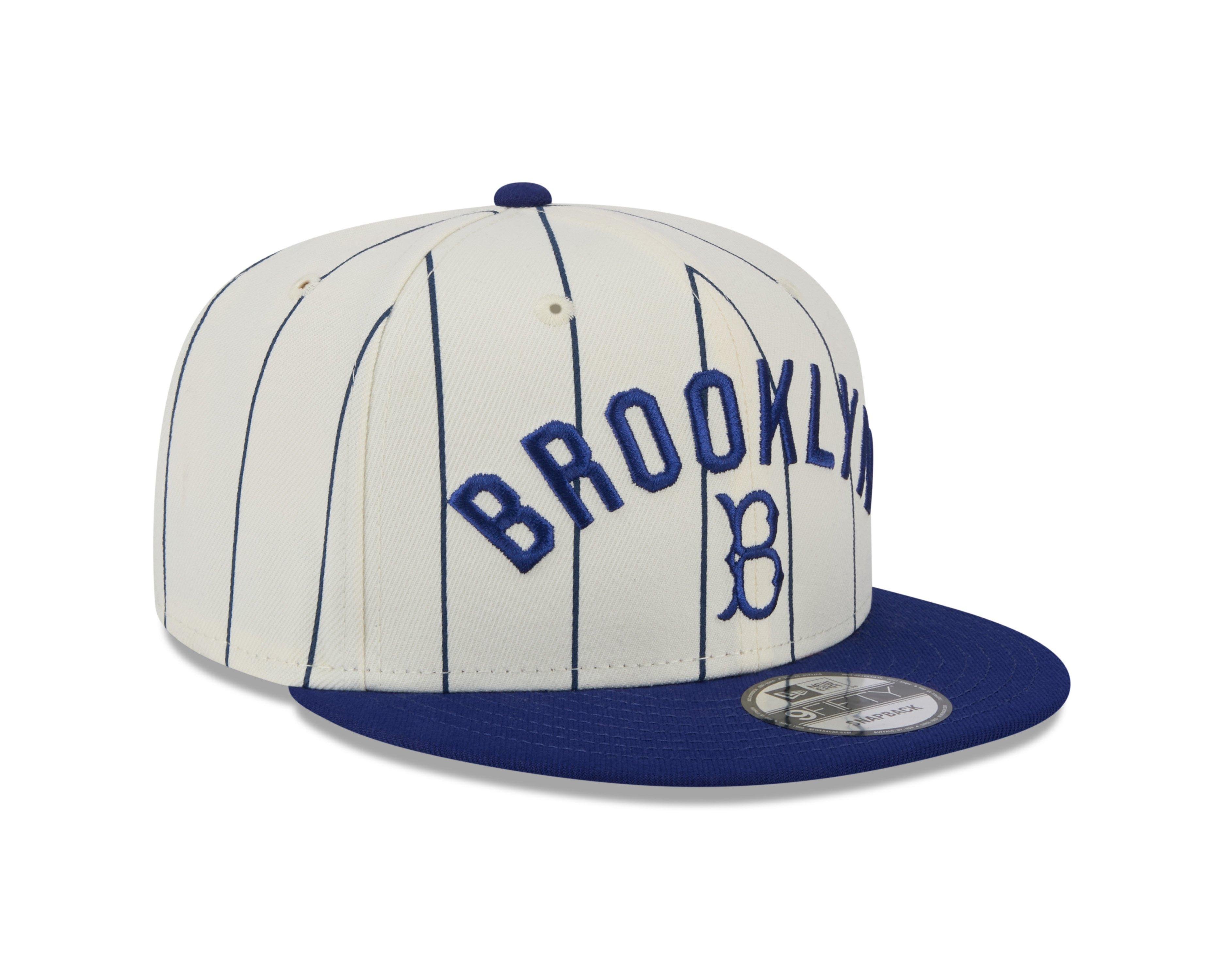 Men's New Era Brooklyn Dodgers 9FIFTY Pinstripe Snapback Hat-White/Blue