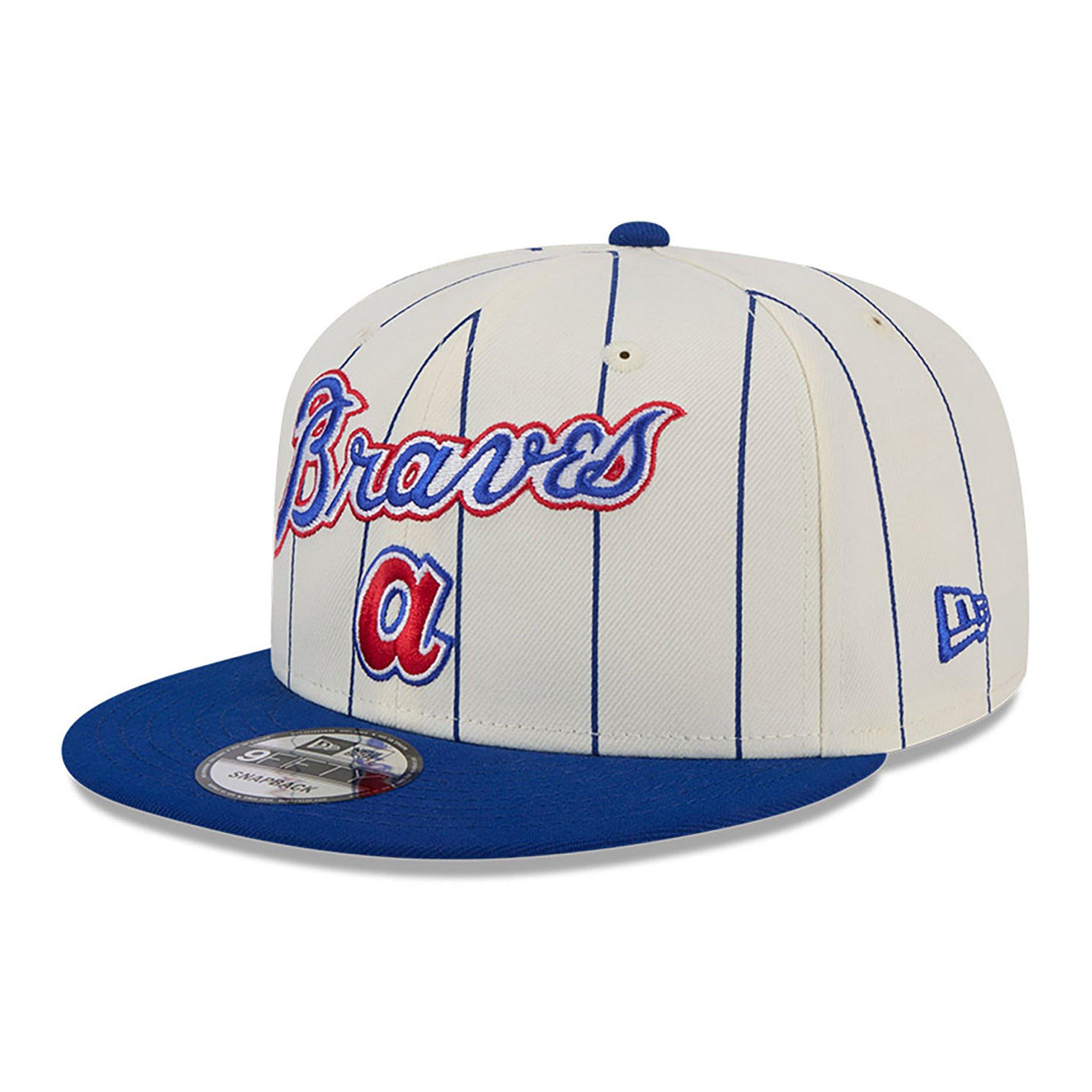 New Era Atlanta Braves 9FIFTY Pinstripe Snapback Hat-White/Blue - WHITE/BLUE