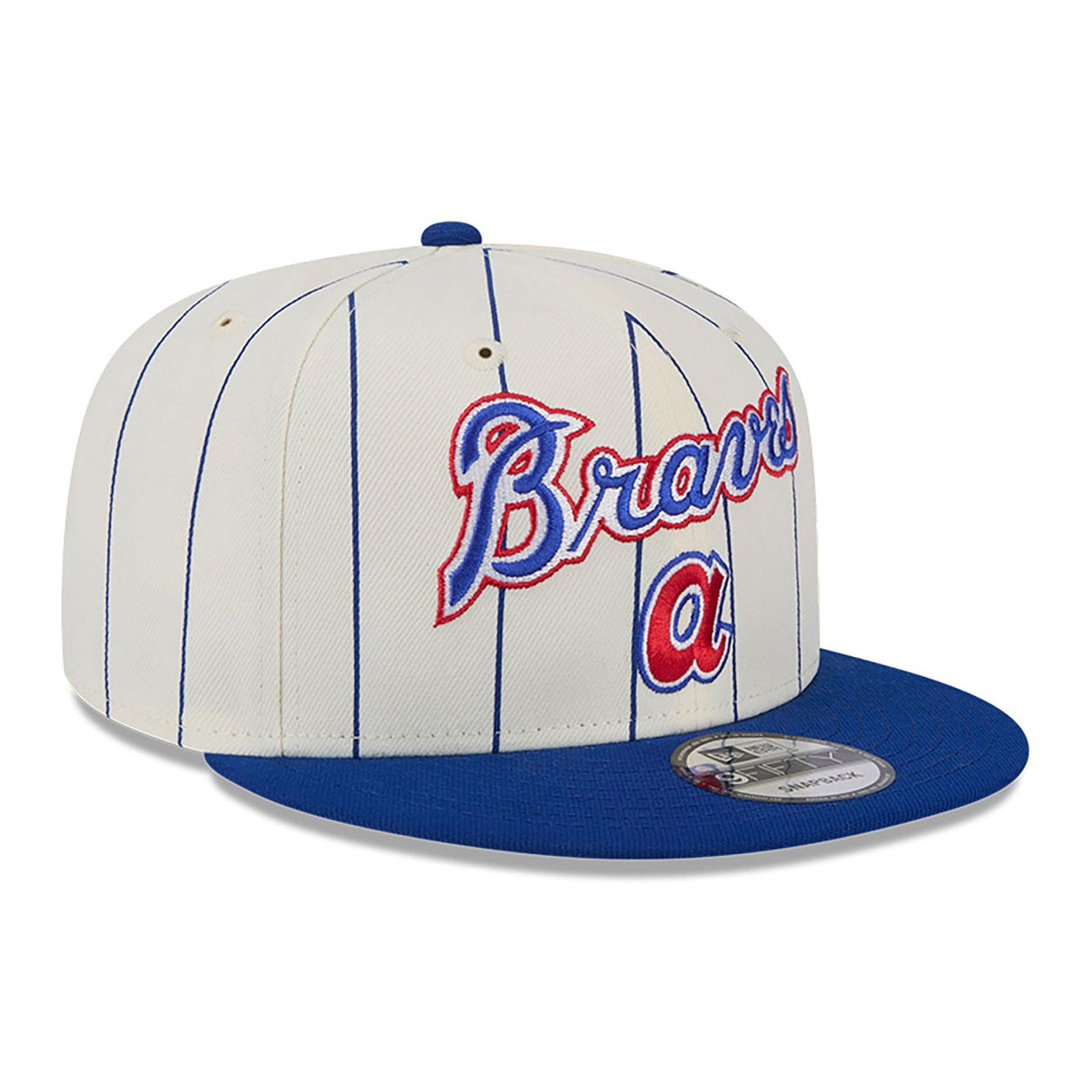 Men's New Era Atlanta Braves 9FIFTY Pinstripe Snapback Hat-White/Blue