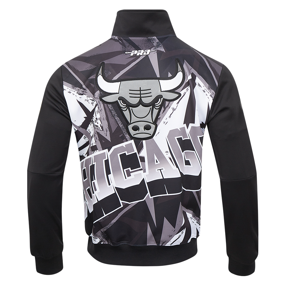 Pro Standard Men's Chicago Bulls Retro AJ 12 "Wolf Grey" Track Jacket-Black - BLACK/GREY Thumbnail View 1