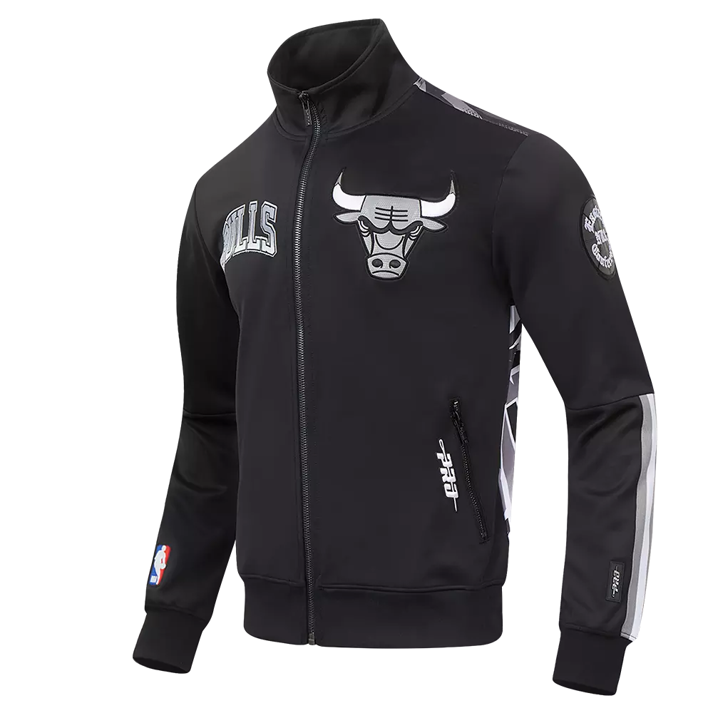 Pro Standard Men's Chicago Bulls Retro AJ 12 "Wolf Grey" Track Jacket-Black - BLACK/GREY