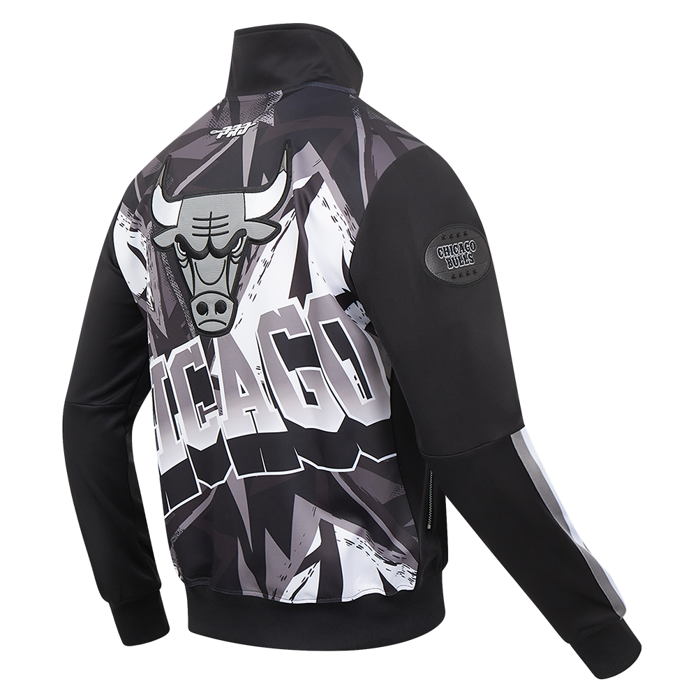 Pro Standard Men's Chicago Bulls Retro AJ 12 "Wolf Grey" Track Jacket-Black - BLACK/GREY Thumbnail View 3