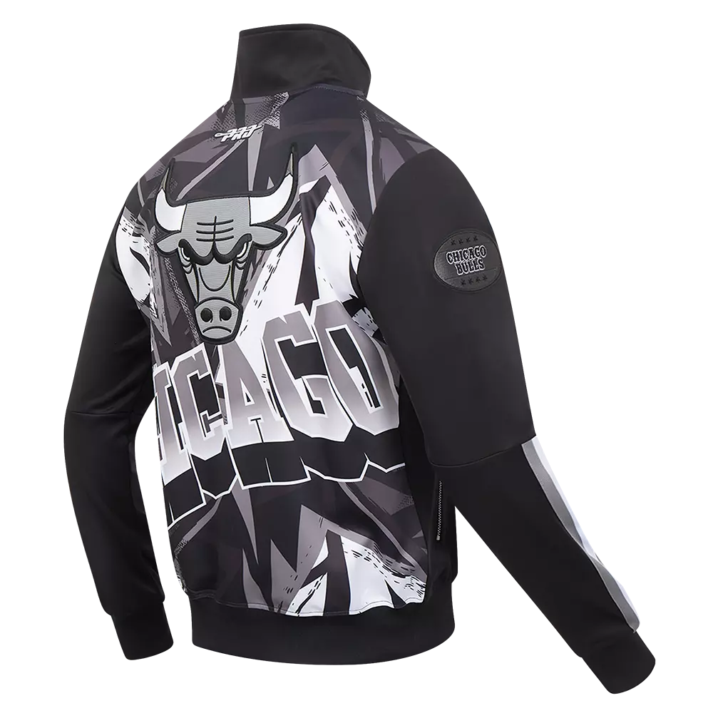 Pro Standard Men's Chicago Bulls Retro AJ 12 "Wolf Grey" Track Jacket-Black - BLACK/GREY