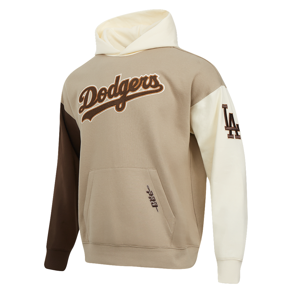 Pro Standard Men's Los Angeles Dodgers Logo Hoodie-Neutrals - BROWN Thumbnail View 1