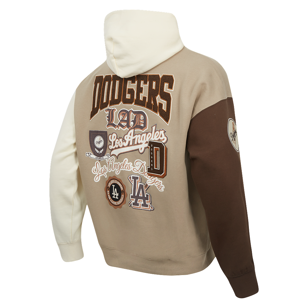 Pro Standard Men's Los Angeles Dodgers Logo Hoodie-Neutrals - BROWN Thumbnail View 2