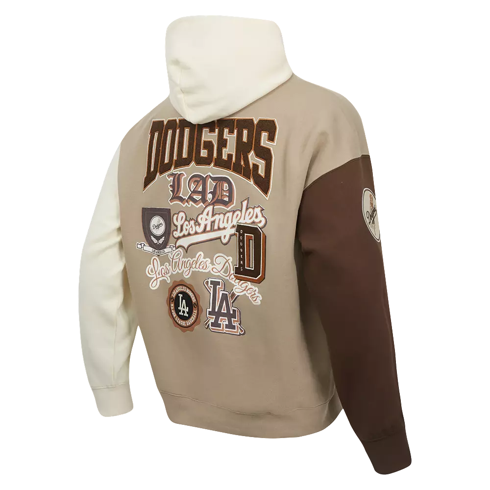 Pro Standard Men's Los Angeles Dodgers Logo Hoodie-Neutrals - BROWN