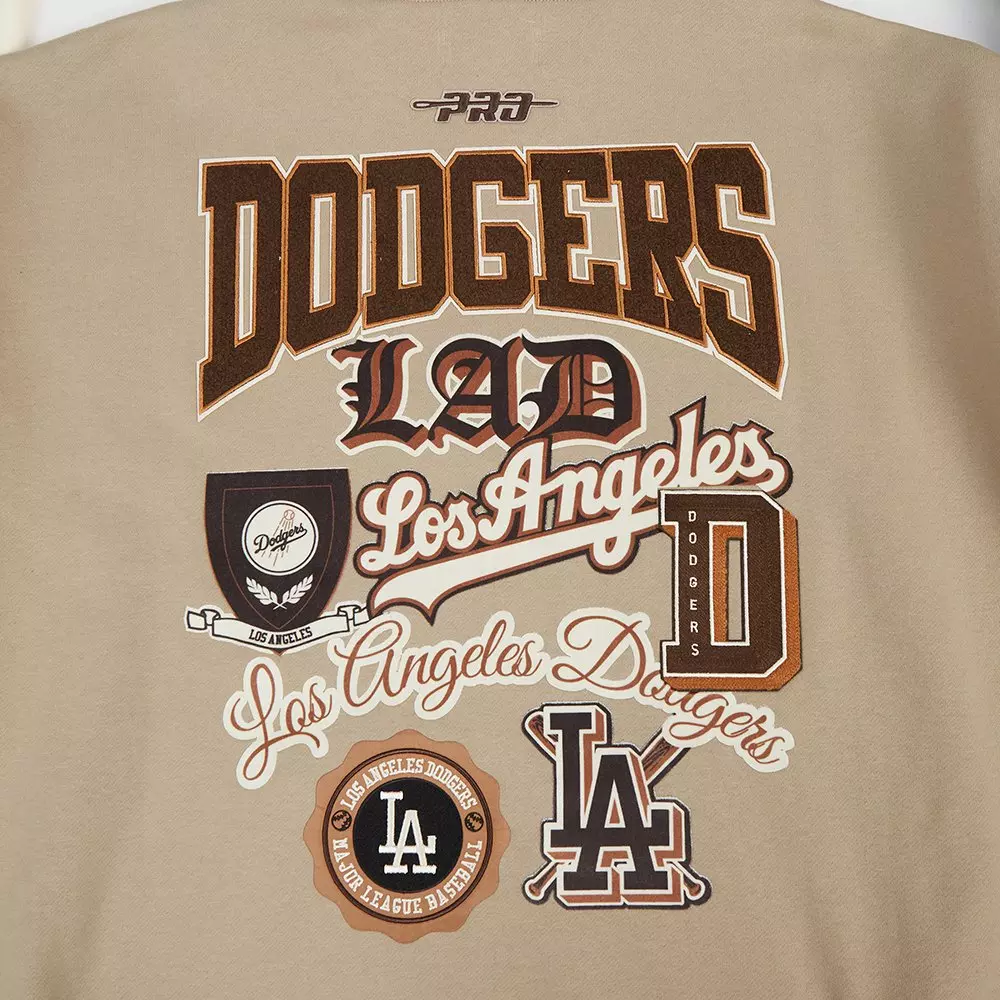 Pro Standard Men's Los Angeles Dodgers Logo Hoodie-Neutrals - BROWN