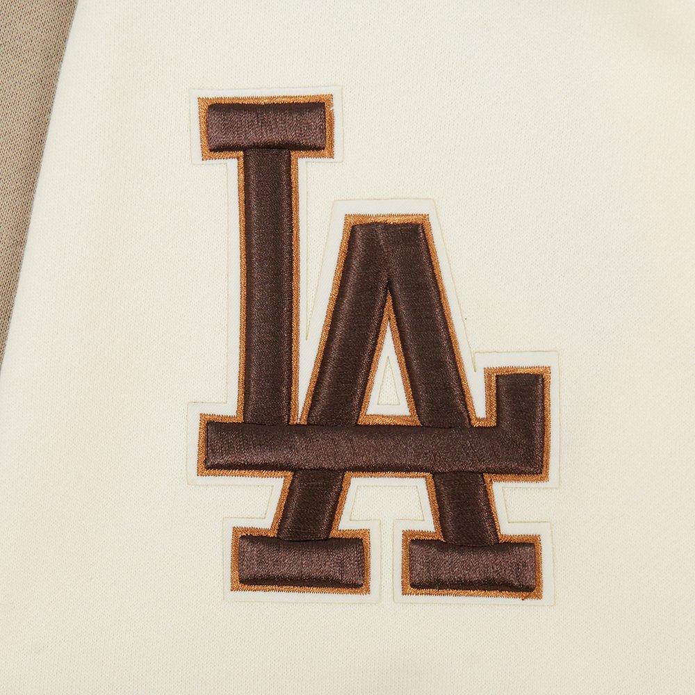 Pro Standard Men's Los Angeles Dodgers Logo Hoodie-Neutrals - BROWN Thumbnail View 4