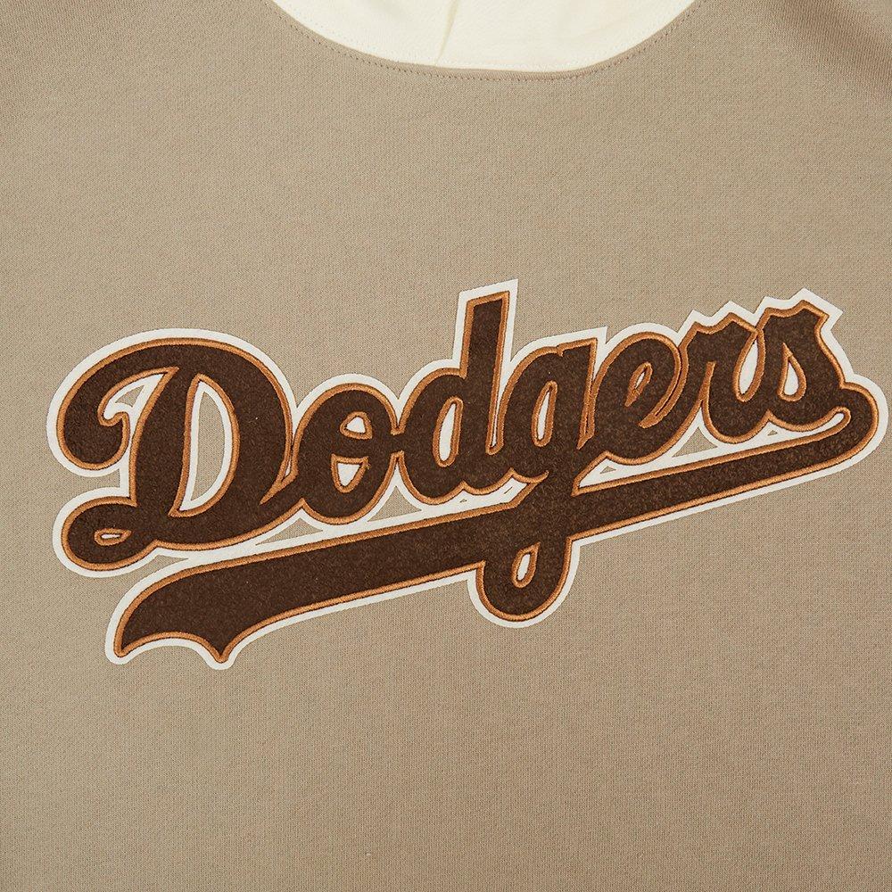 Pro Standard Men's Los Angeles Dodgers Logo Hoodie-Neutrals - BROWN Thumbnail View 3