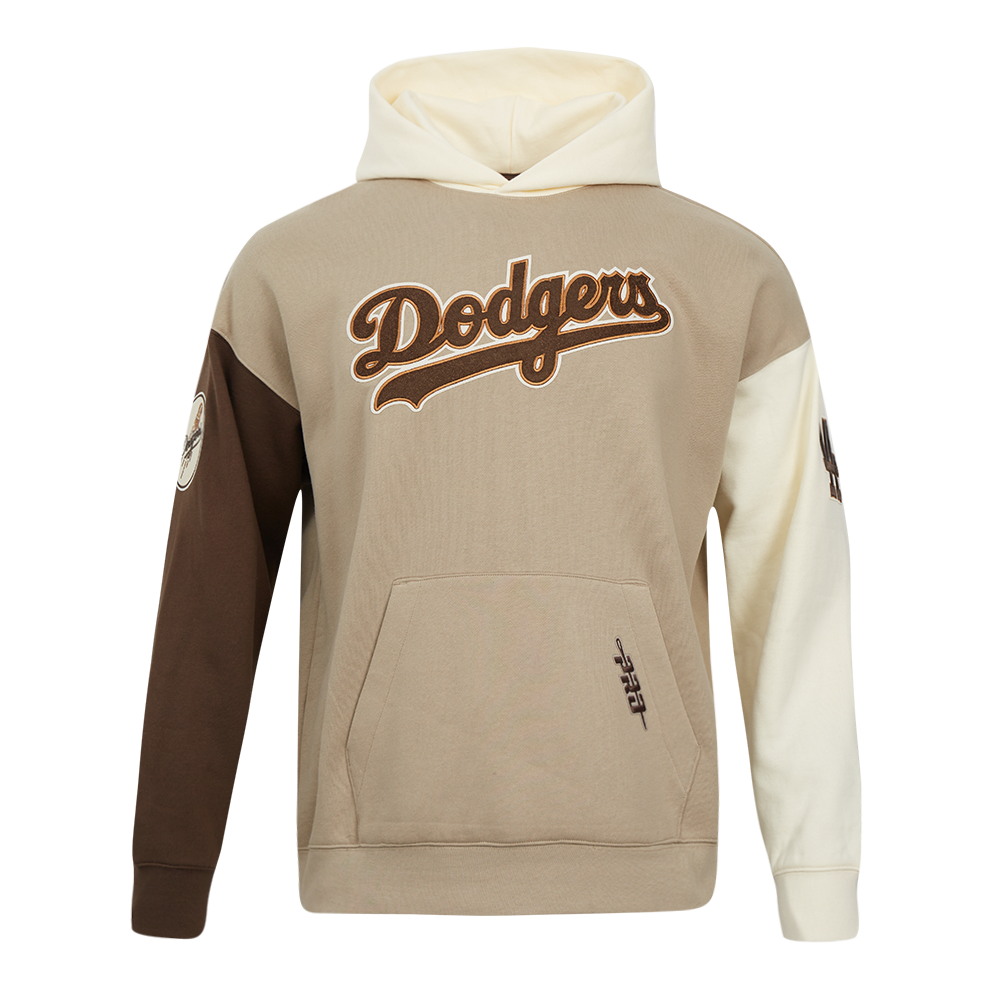 Pro Standard Men's Los Angeles Dodgers Logo Hoodie-Neutrals - BROWN Thumbnail View 7