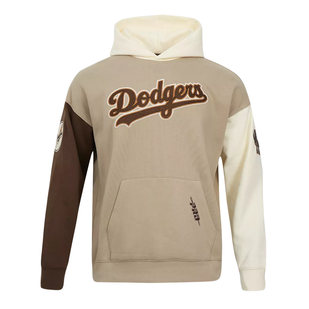 Pro Standard Men's Los Angeles Dodgers Logo Hoodie-Neutrals - BROWN