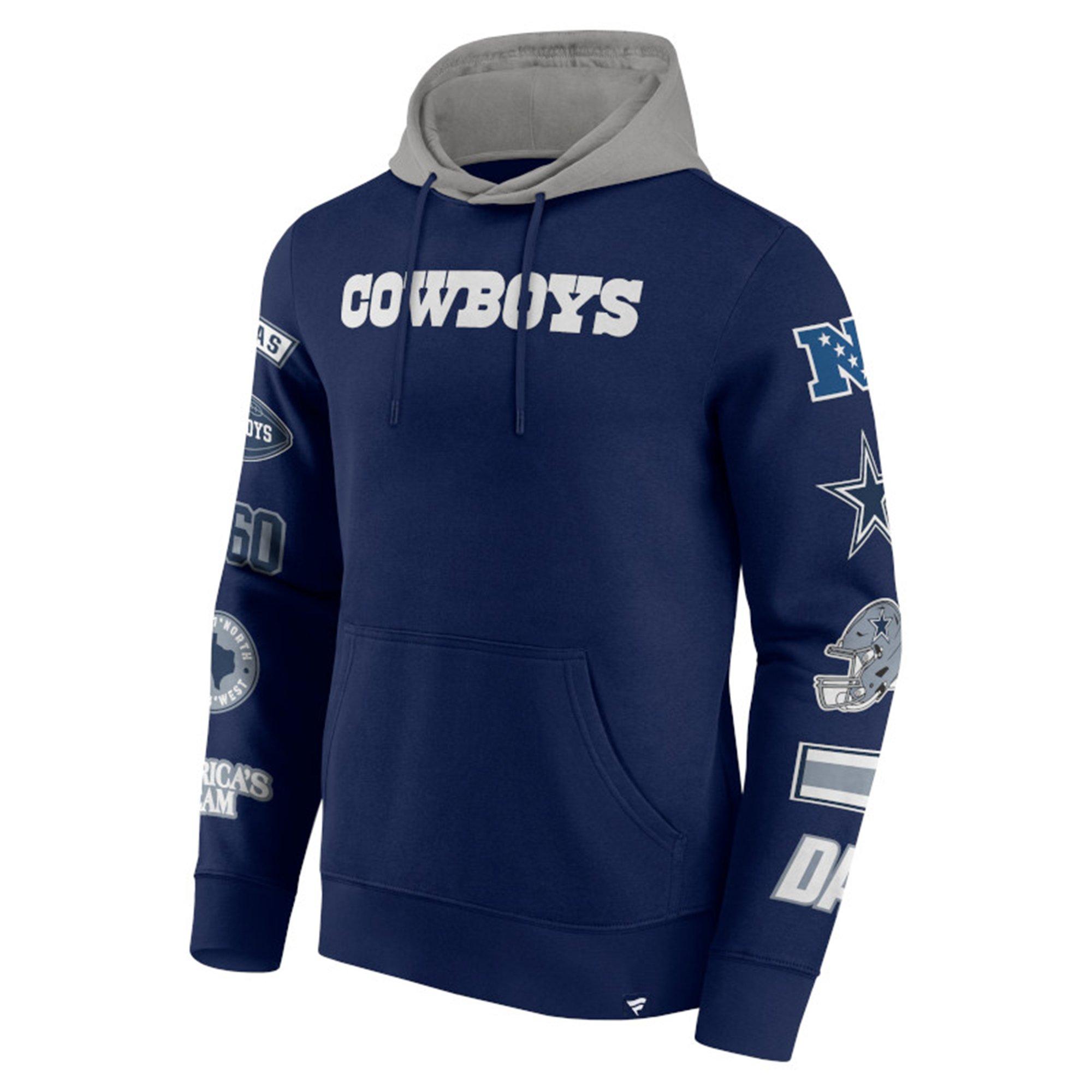 Dallas Cowboys Merch Men's Patched Out Pullover Hoodie-Blue/Grey - NAVY Thumbnail View 1