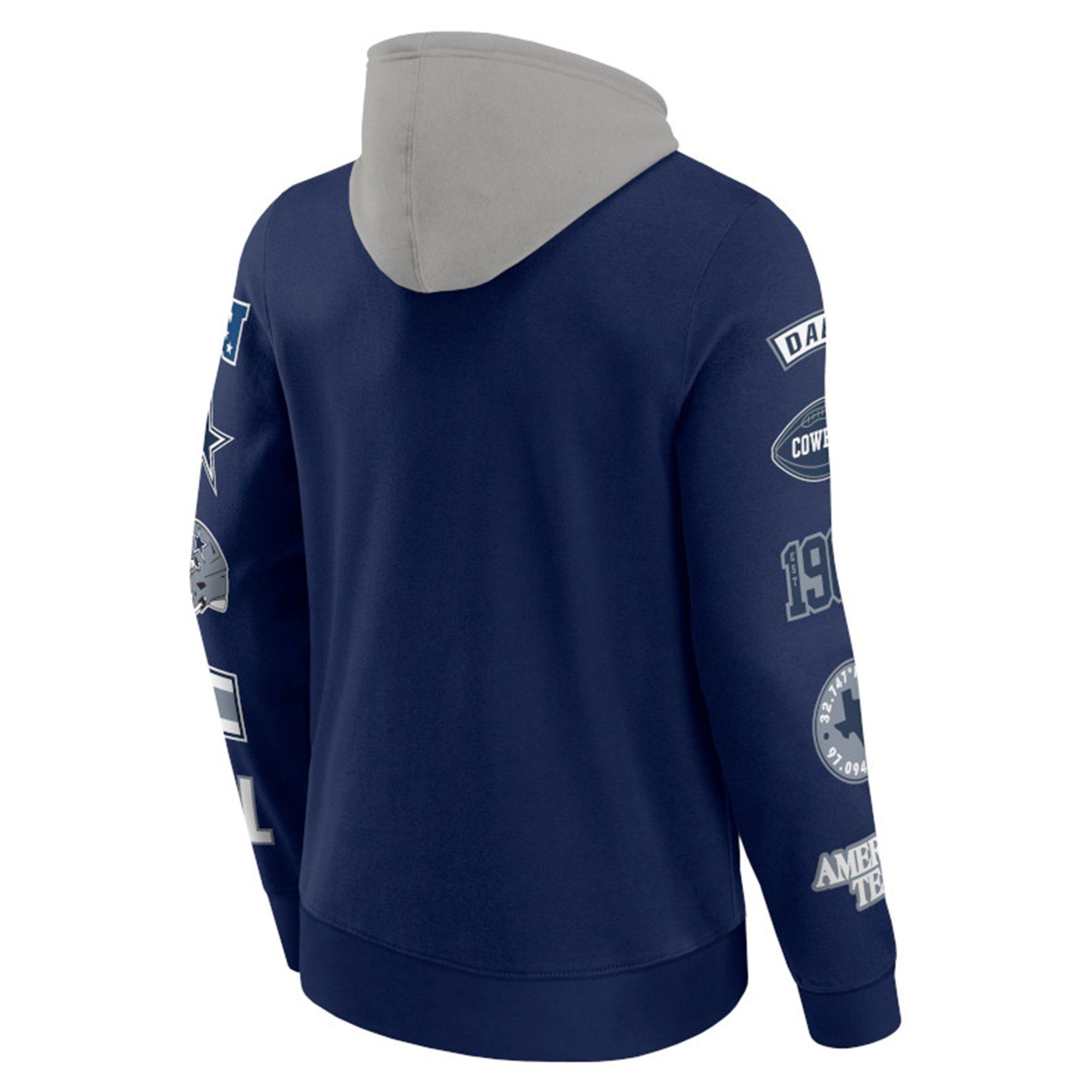 Dallas Cowboys Merch Men's Patched Out Pullover Hoodie-Blue/Grey - NAVY Thumbnail View 2