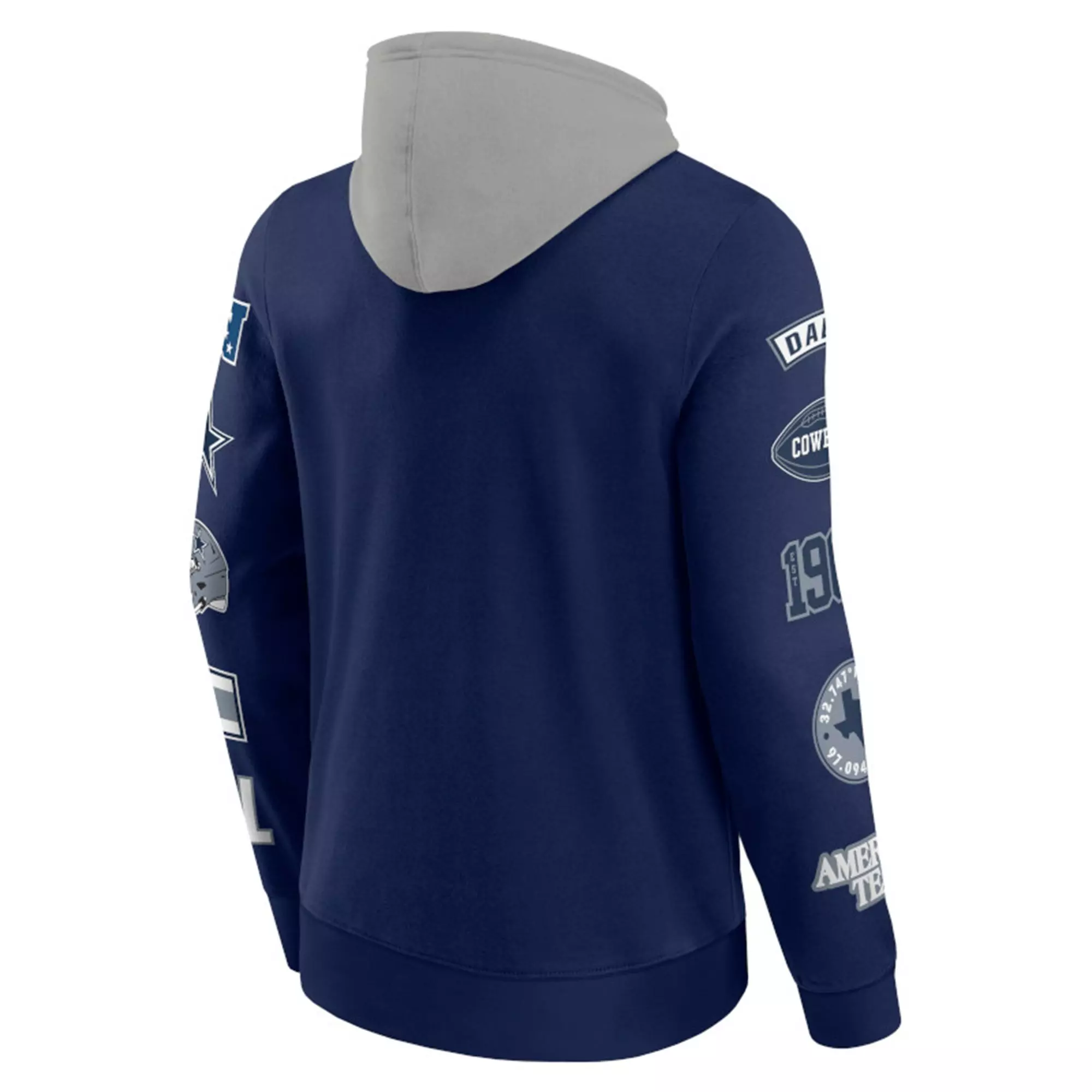 Dallas Cowboys Merch Men's Patched Out Pullover Hoodie-Blue/Grey - NAVY