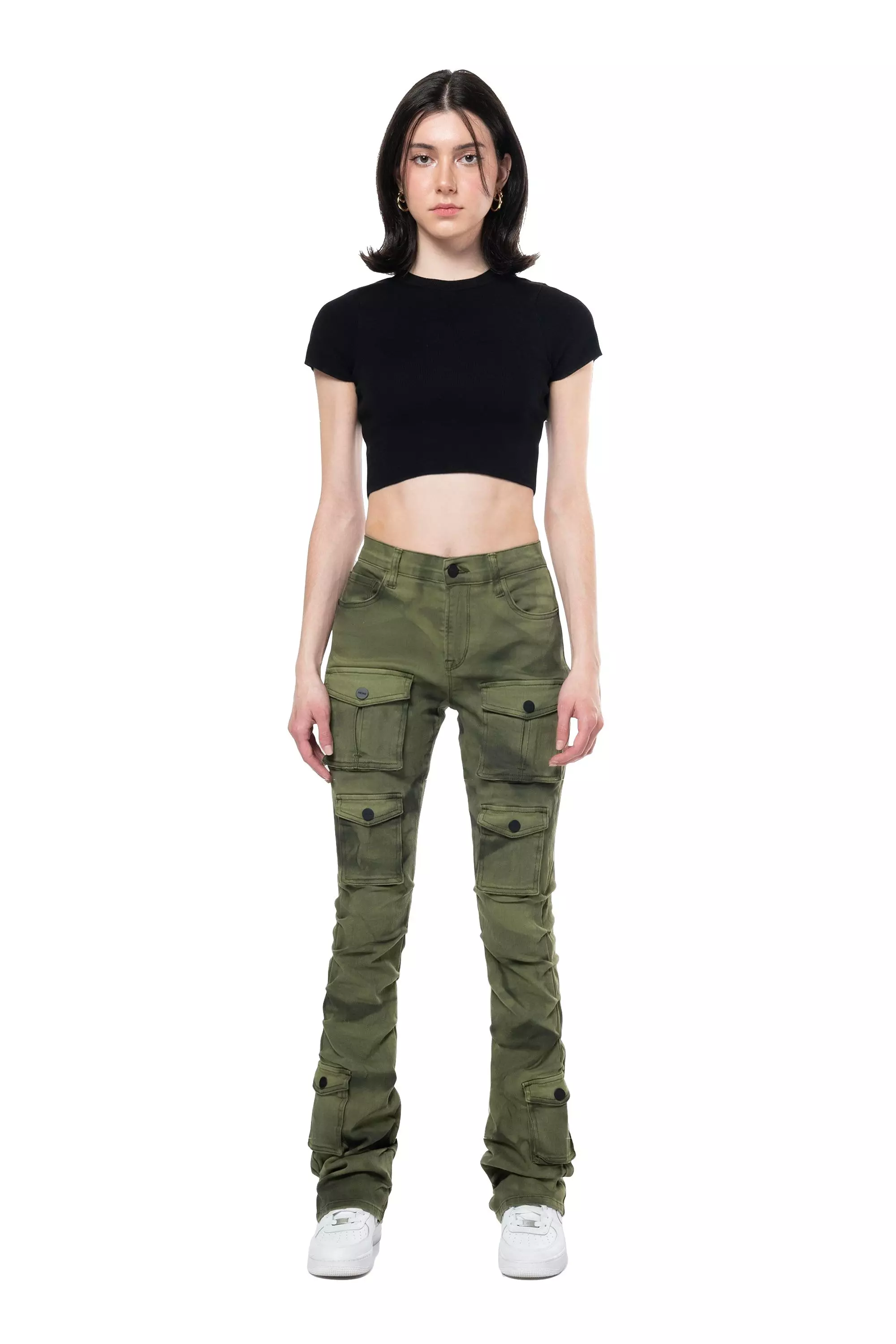 Grindhouse Women's Twill Stacked Pants - Dye Green - GREEN