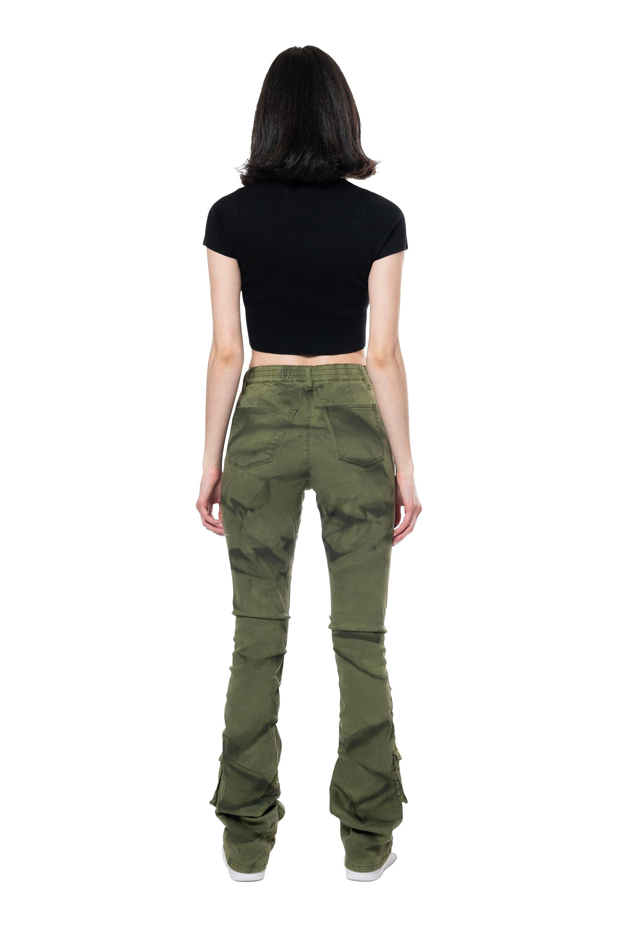 Grindhouse Twill Stacked Women's Dye Green Pants