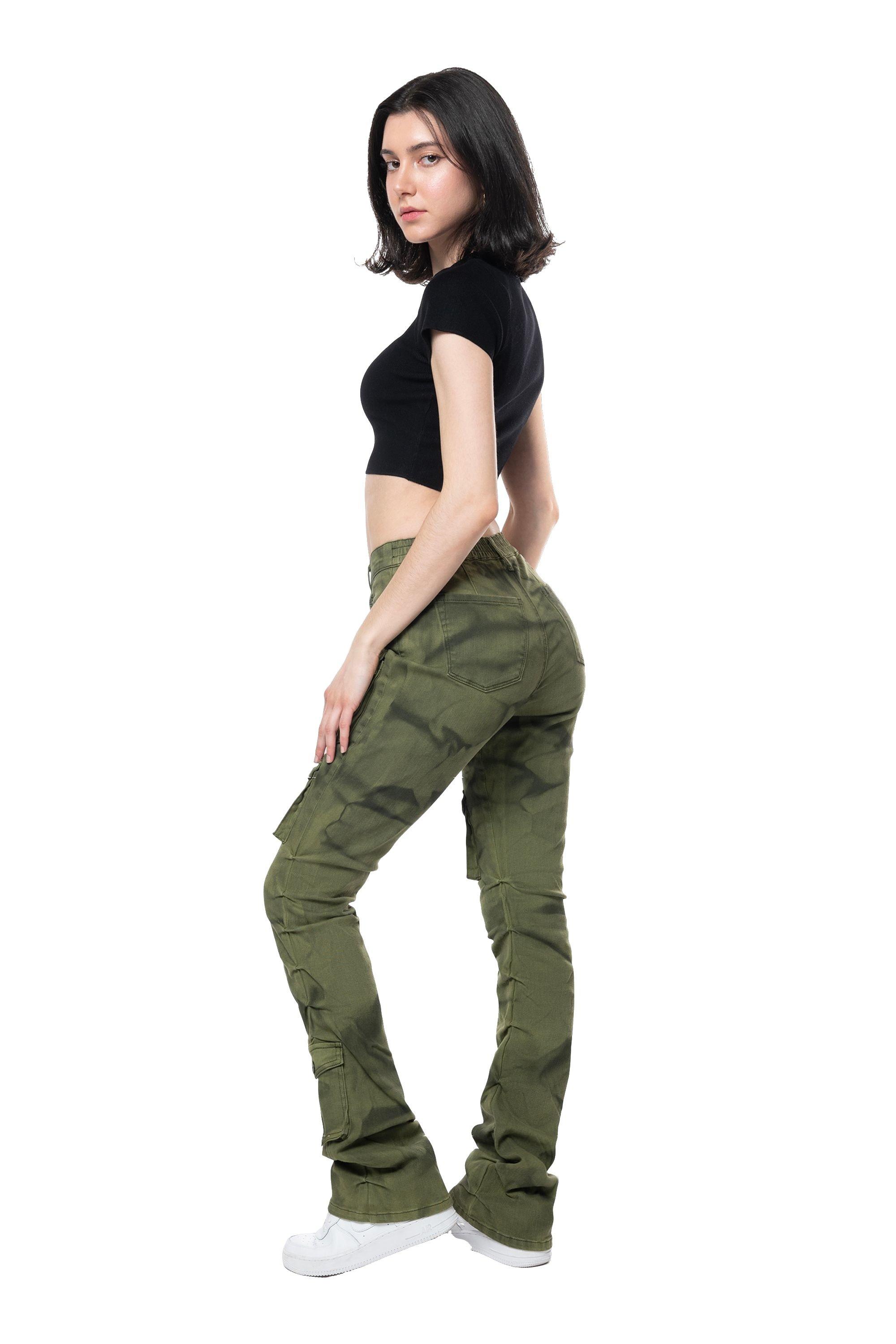 Grindhouse Twill Stacked Women's Dye Green Pants