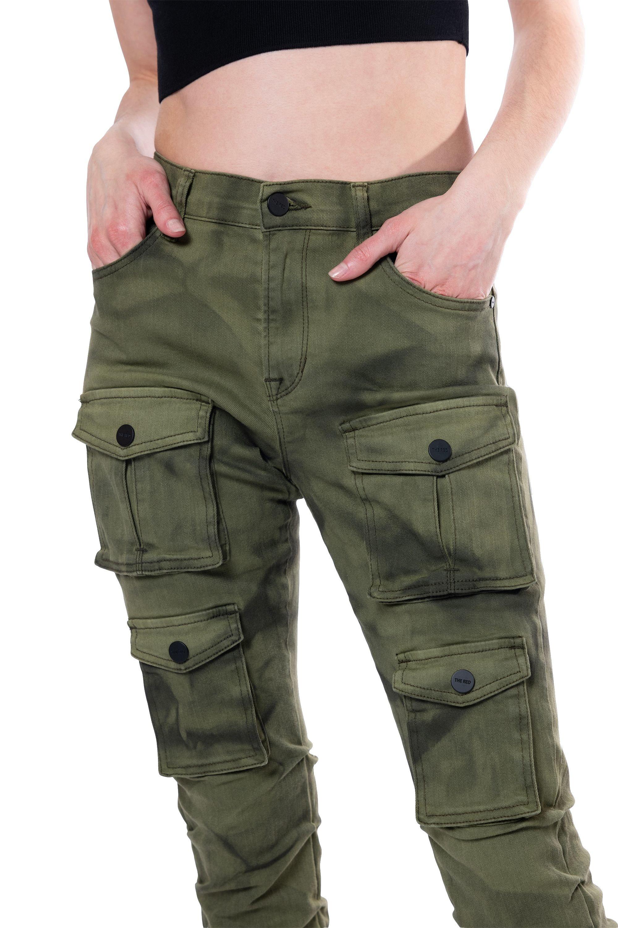 Grindhouse Twill Stacked Women's Dye Green Pants