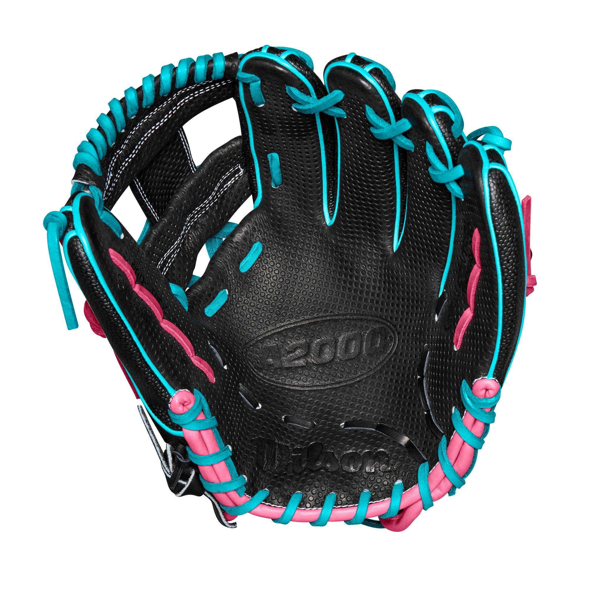Wilson A2000 Winter SC1786SS 11.5&rdquo; Infield Baseball Glove 2024 - Black/Teal/Pink - BLACK/PINK Thumbnail View 2