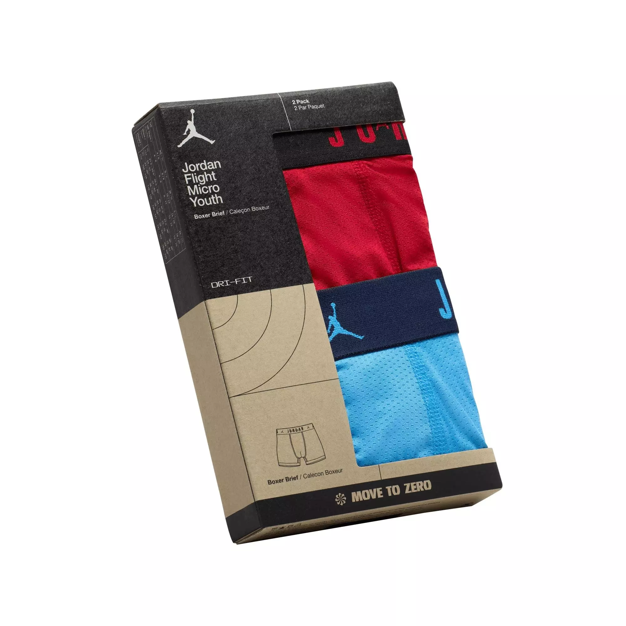 Jordan Big Boys' Flight Poly Mesh Jersey 2-Pack Briefs - Red/Blue - RED