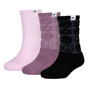 Nike Big Kids' Terry Smiley 3-Pack Crew Socks - Pink