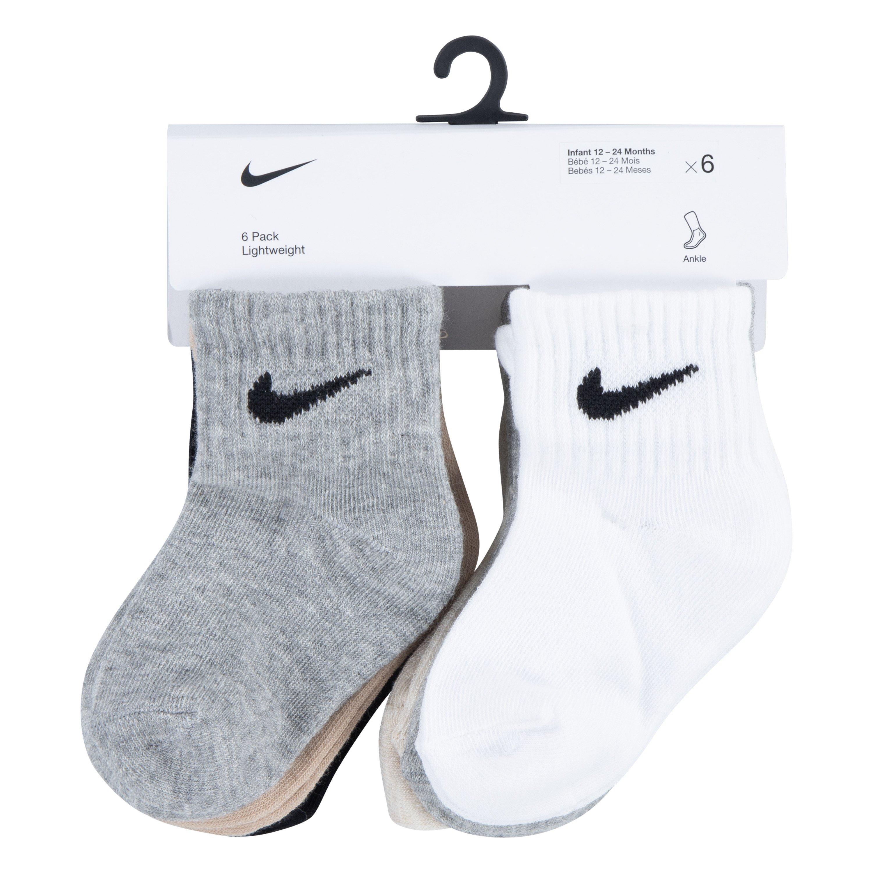Infant Kids' Nike 6-Pack Ankle Socks - Grey/Assorted