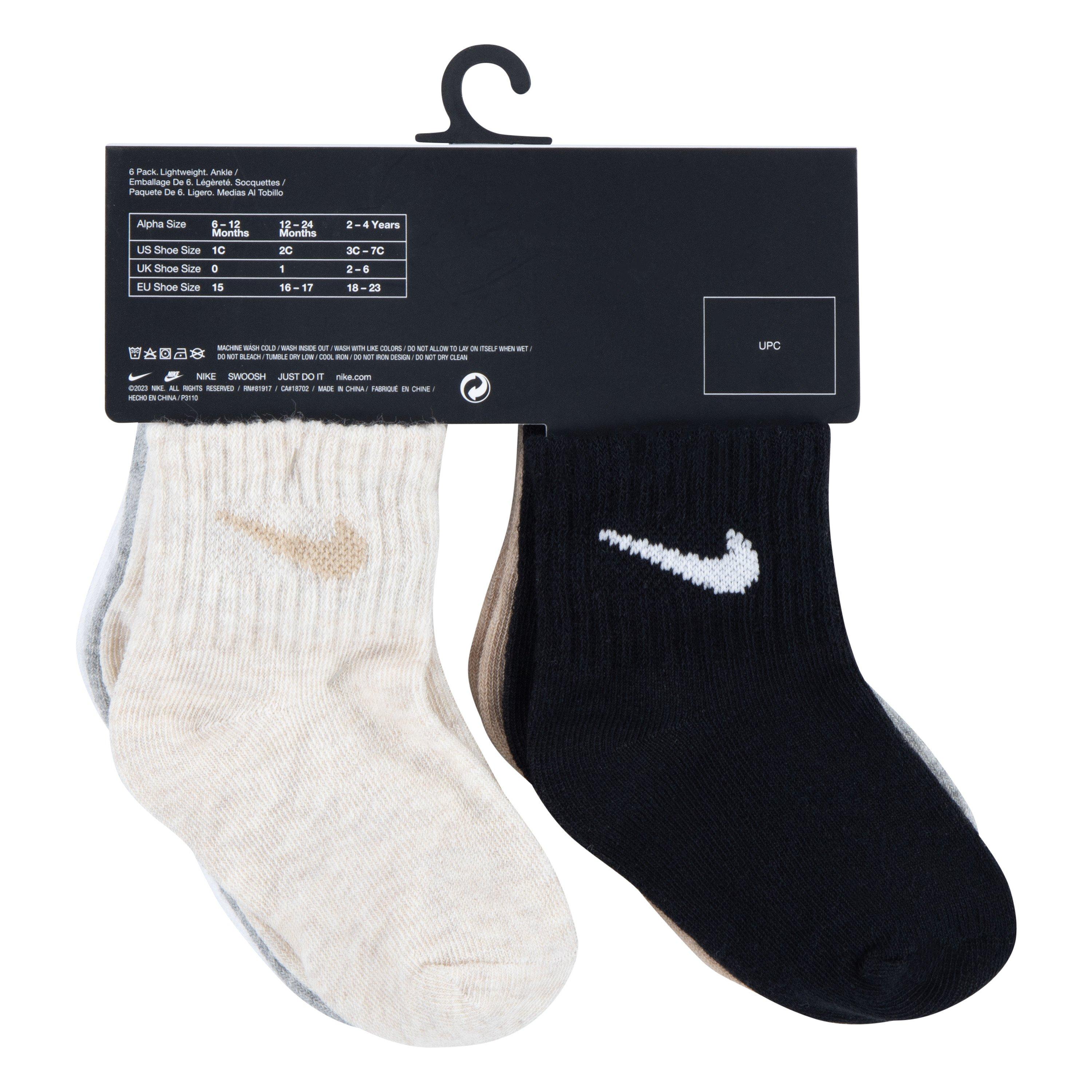 Infant Kids' Nike 6-Pack Ankle Socks - Grey/Assorted