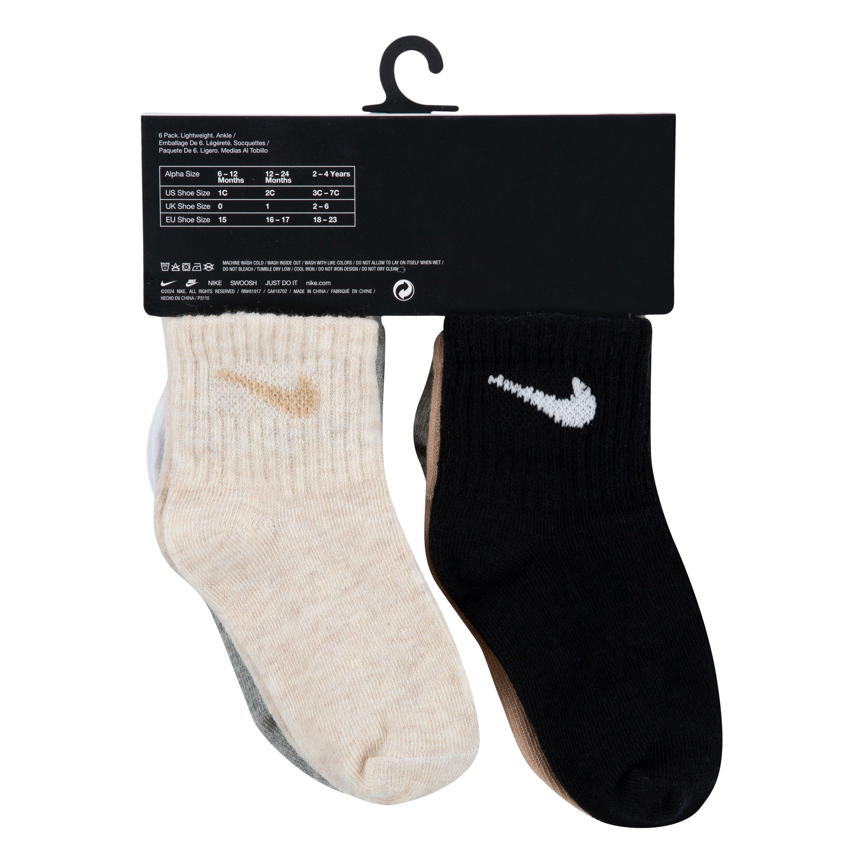 Infant Kids' Nike 6-Pack Ankle Socks - Grey/Assorted