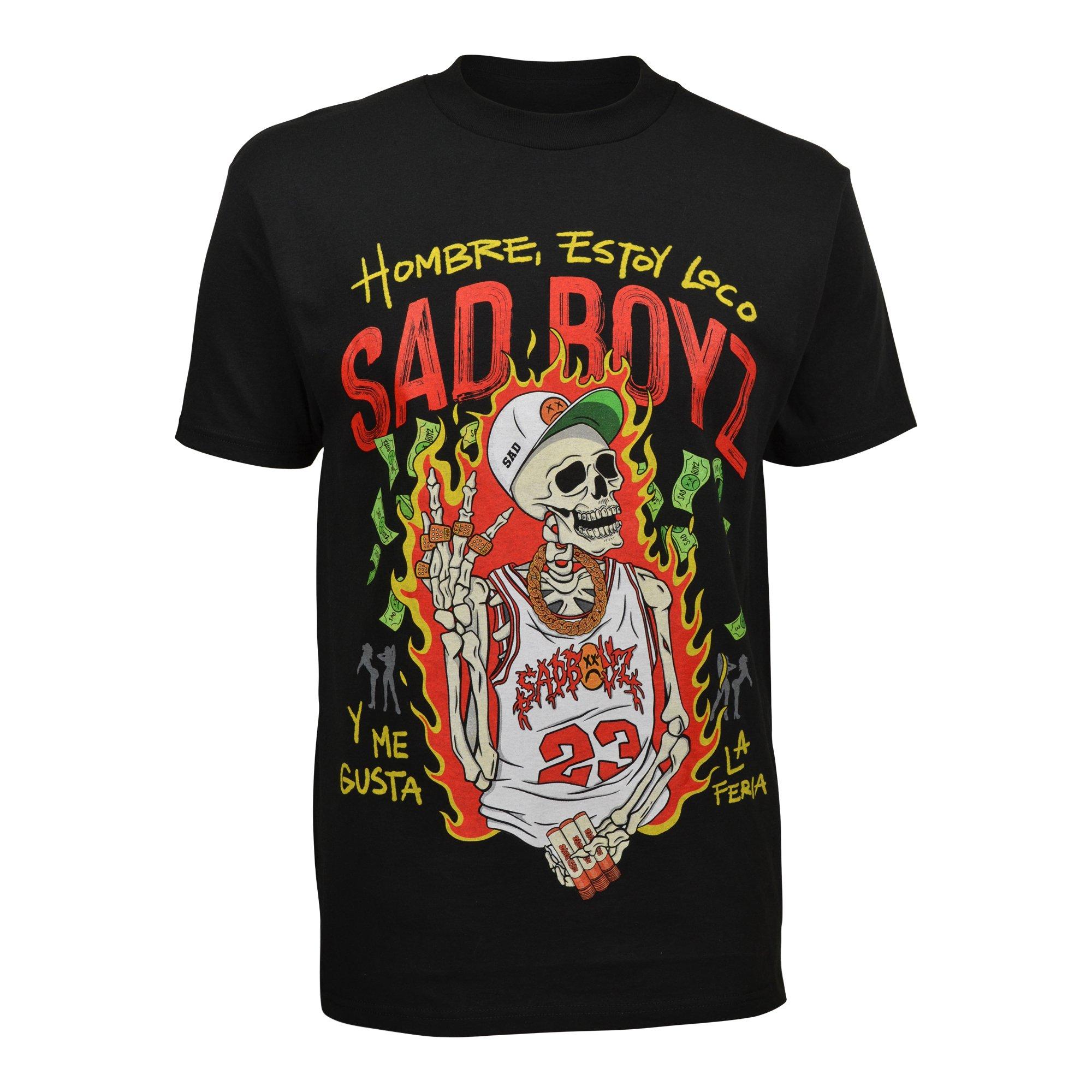 Sad Boyz Men's Skeleton Money Tee - BLACK Thumbnail View 1