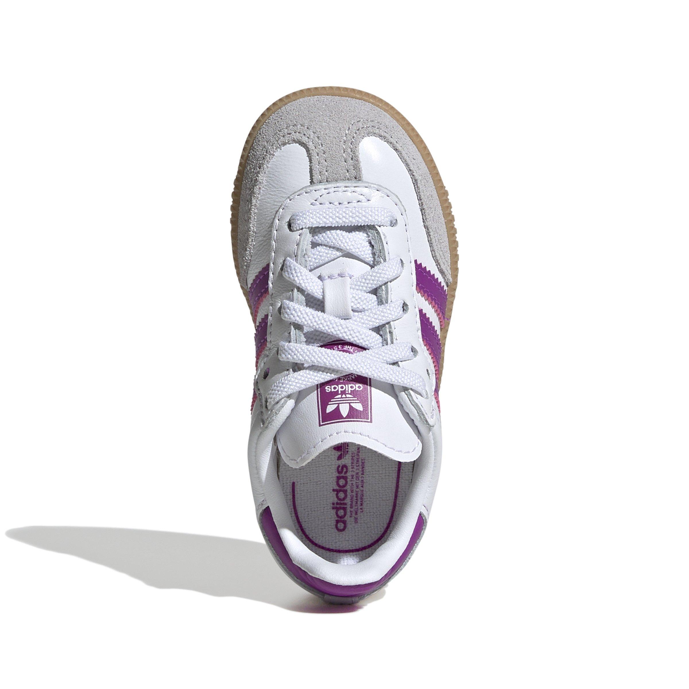 adidas Originals Samba "Ftwr White/Purple Burst/Gum" Toddler Girls' Shoe - WHITE/PINK Thumbnail View 3