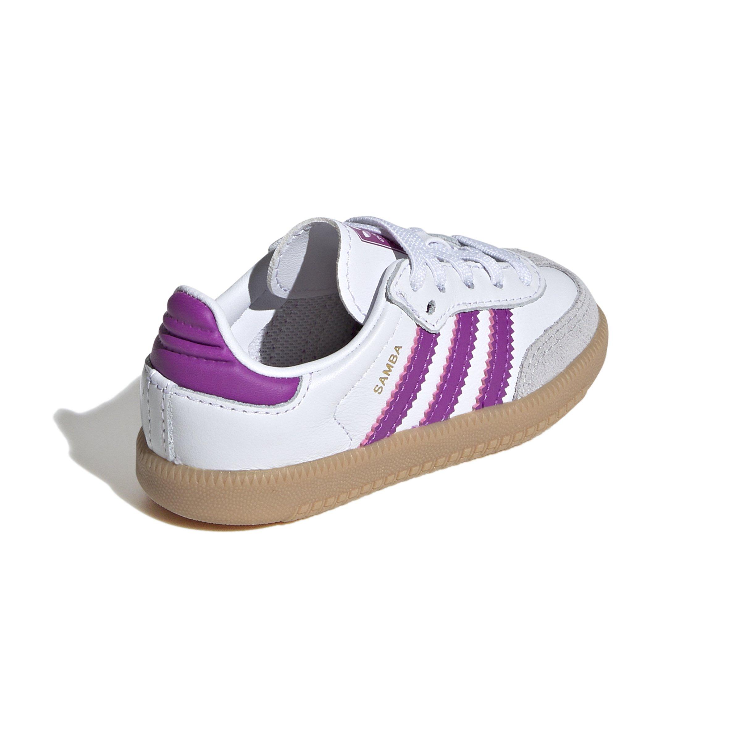 adidas Originals Samba "Ftwr White/Purple Burst/Gum" Toddler Girls' Shoe - WHITE/PINK Thumbnail View 6
